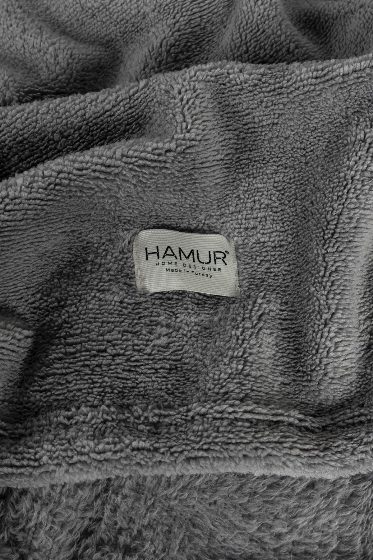 Touch Tek Kişilik Jakarlı Örme Battaniye Koyu Gri