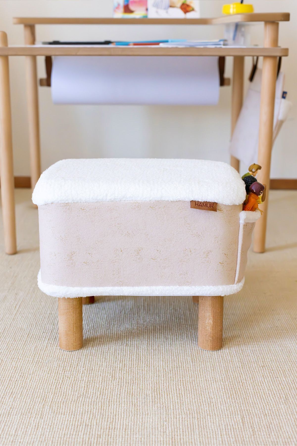 Dekoratif Puf/Tabure Cepli Kids Solid Bej
