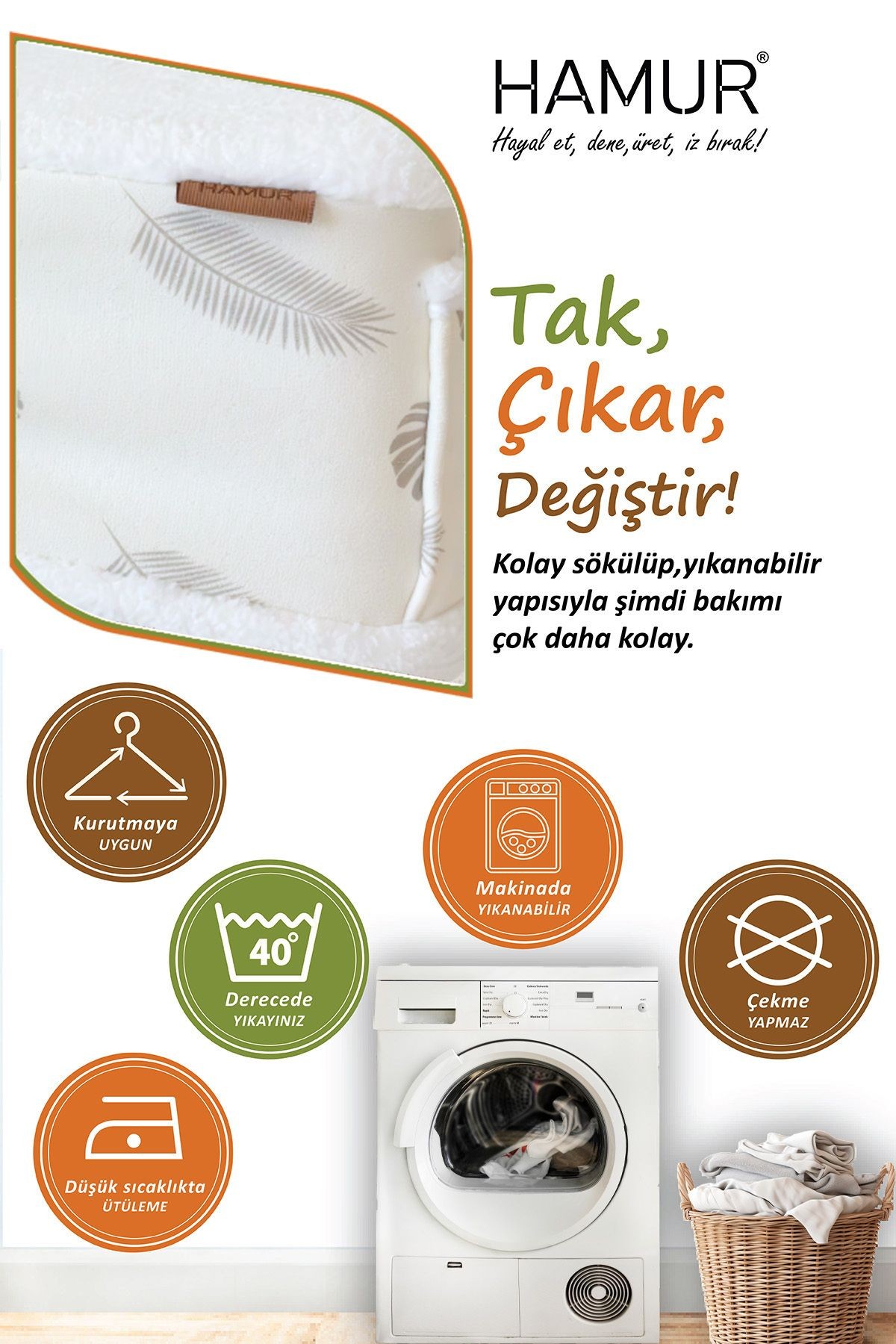 Tek kılıf Puf/Tabure Cepli Kids Melis