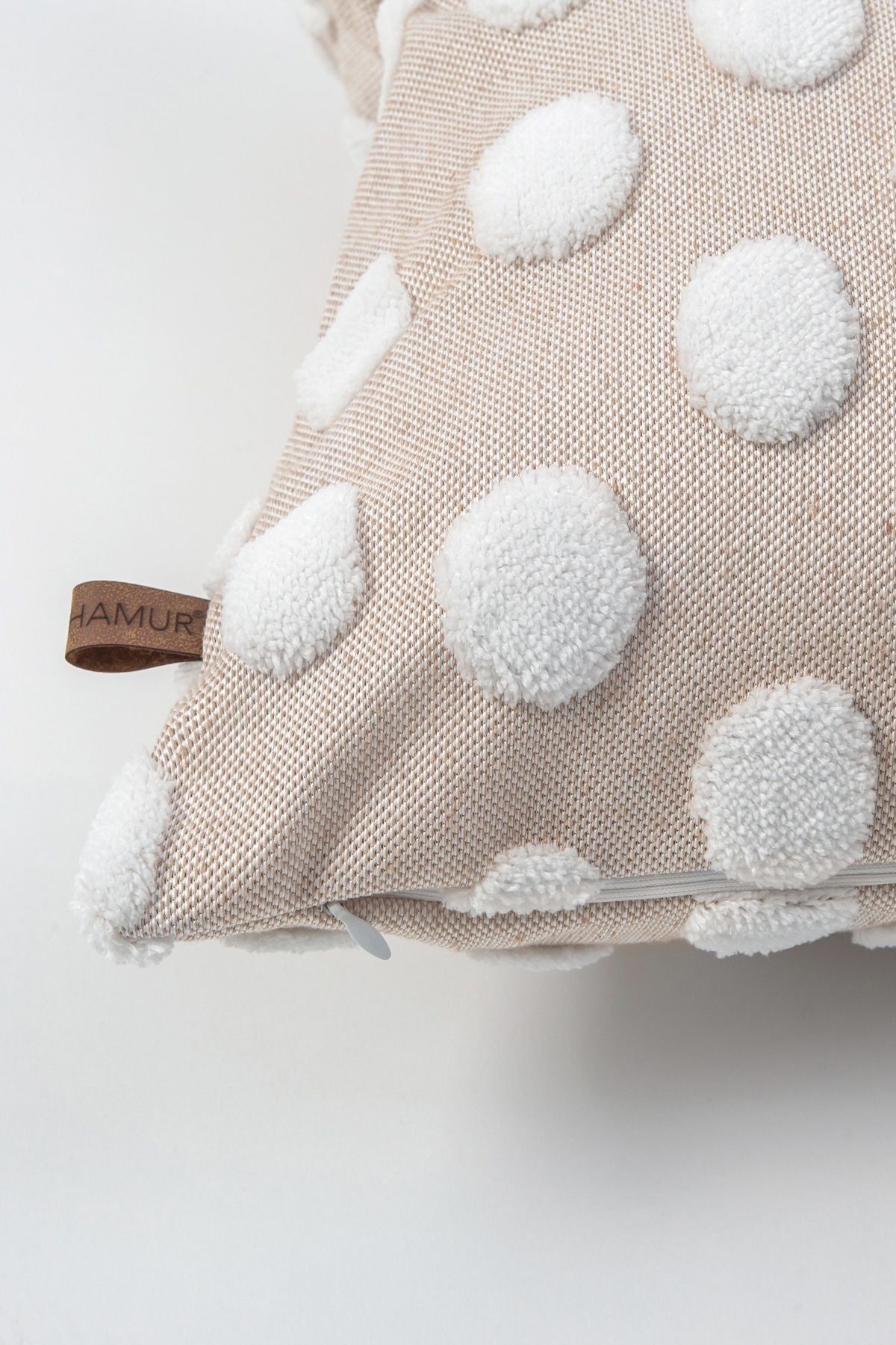 Bohem Punch Kırlent Kılıfı Point Bej - 43x43 cm