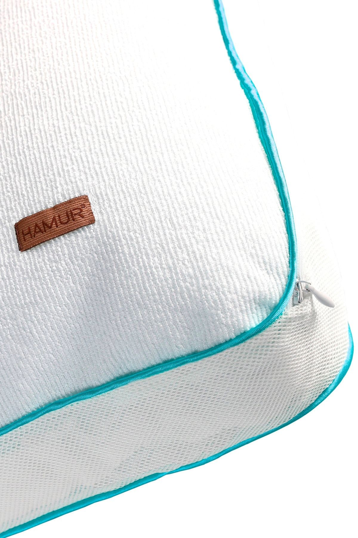Fermuarlı 2 Adet Yastık Koruyucu Alez Mikrofiber 2 Li Klimalı Kılıf Mavi Biyeli