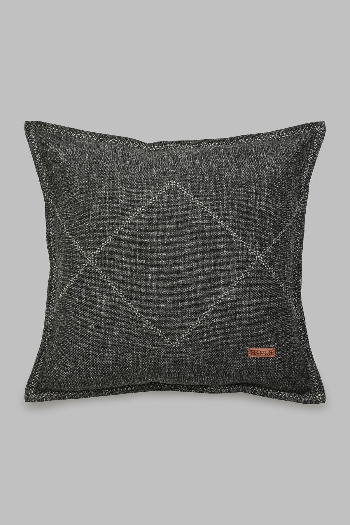Etnik Vintage Işlemeli Dokuma Kırlent Kılıfı Boho Zigzag Siyah 44x44 cm