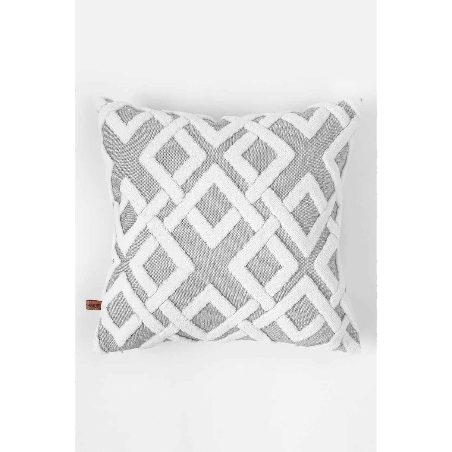2'li Bohem Punch Kırlent Kılıfı Mila Gri - 43x43 cm