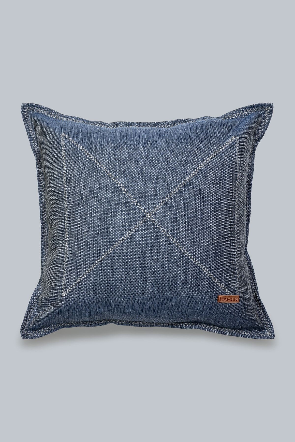 Etnik Vintage Işlemeli Dokuma Kırlent Kılıfı Boho Nordik Lacivert 44x44 cm