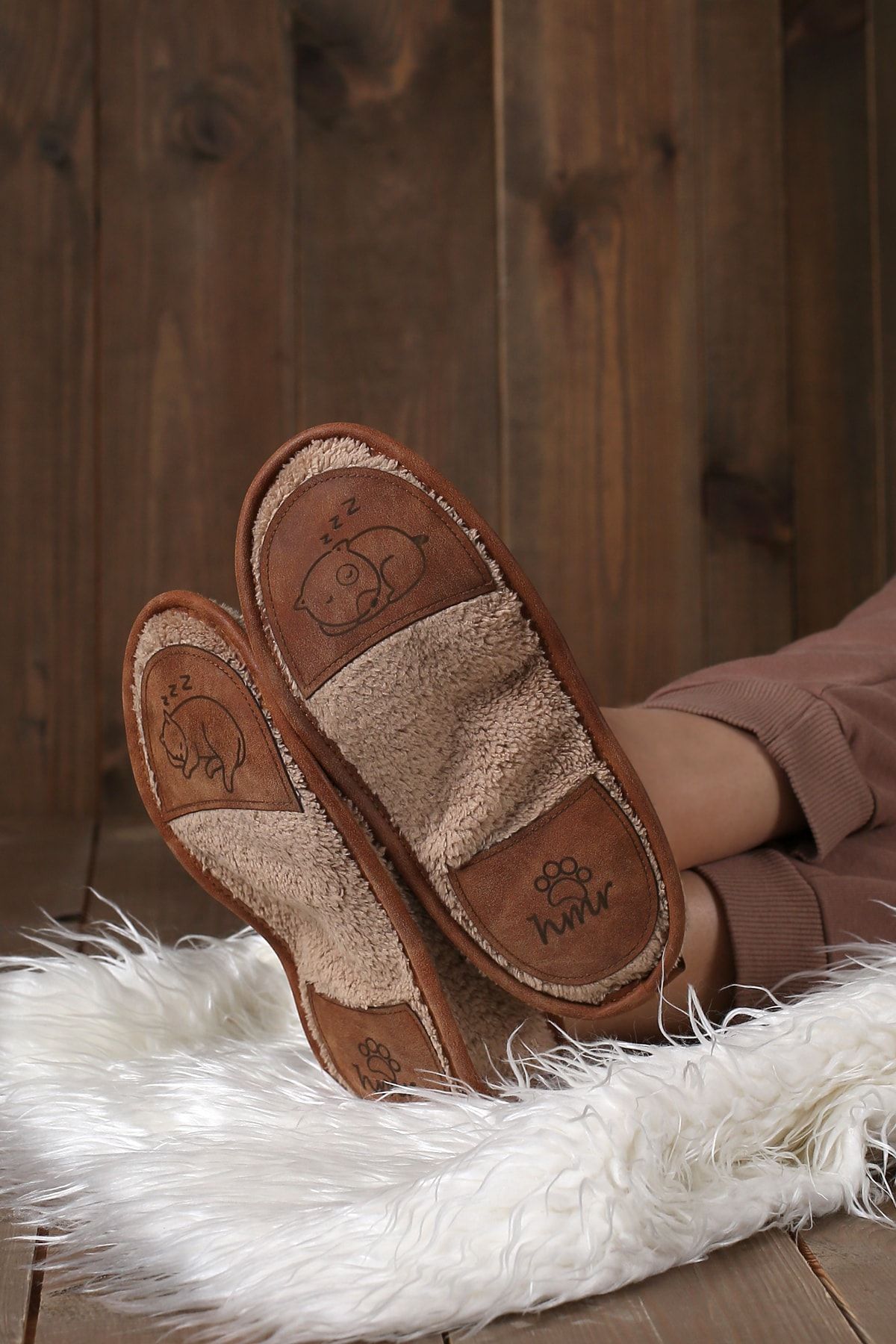 Kışlık Kaymaz Deri Taban Ev Patiği Ptk-bw Bej 38-40