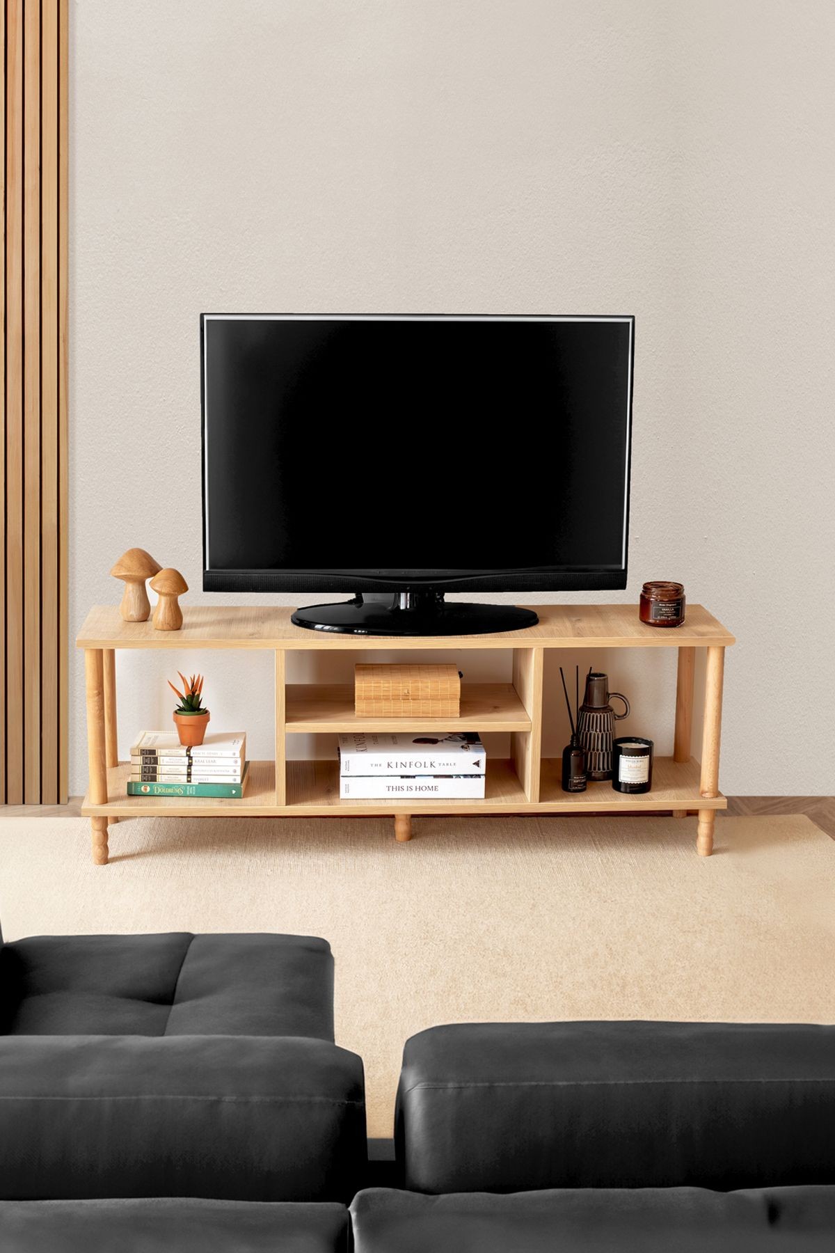 Concept  Ahşap Modern TV Ünitesi Raflı Nature