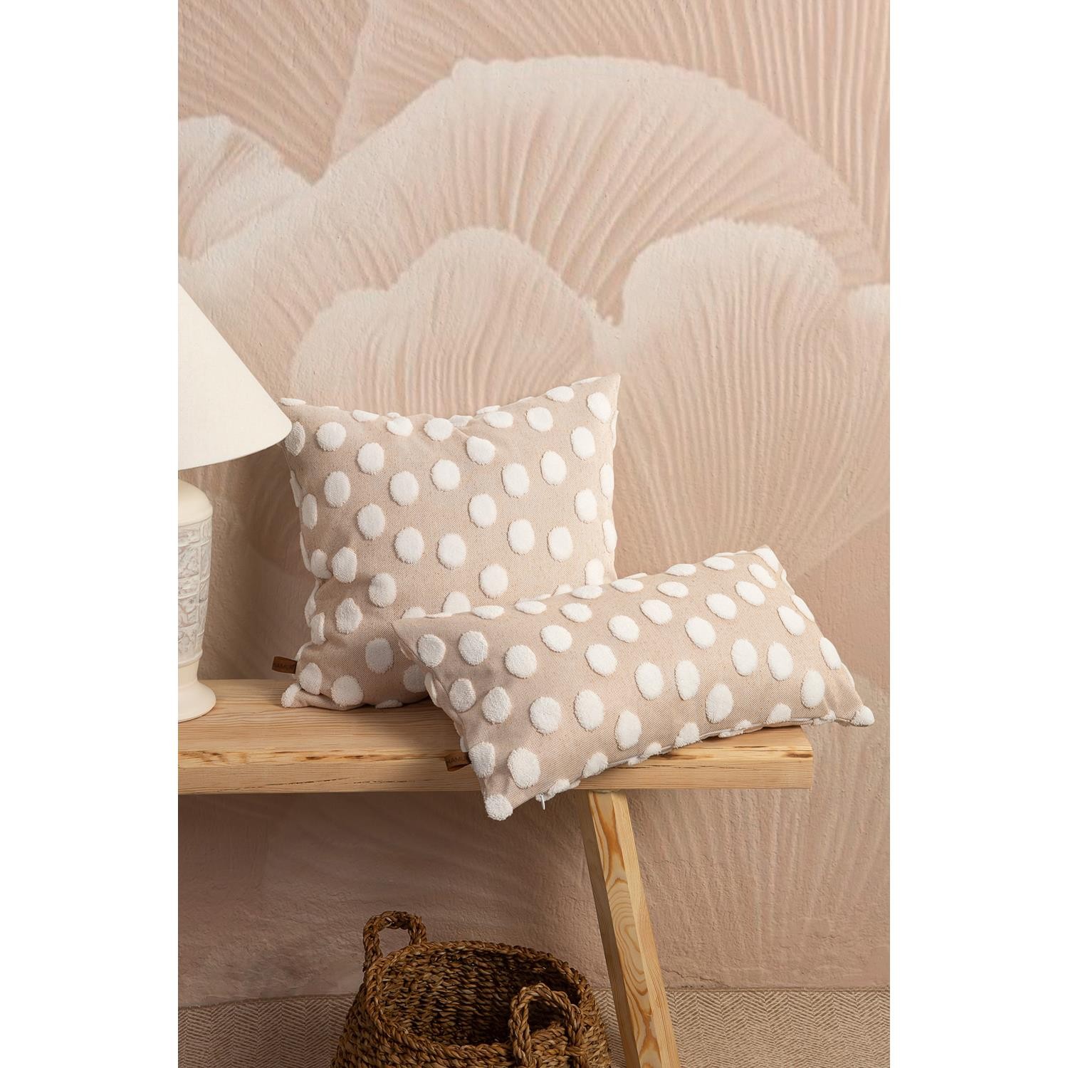 Jakarlı Kırlent 55x55 cm 4'lü Point Bej