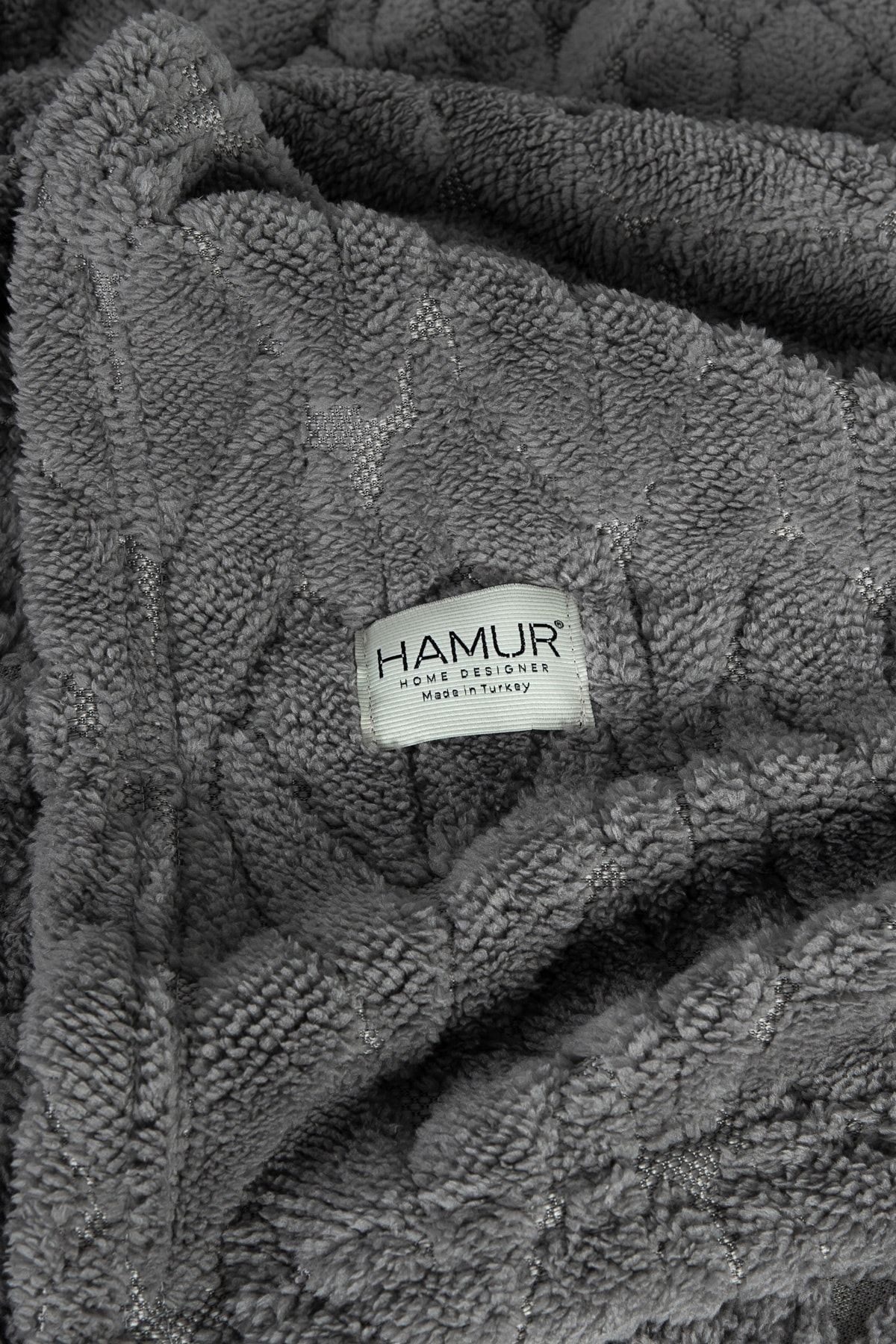 Forest Tek Kişilik Jakarlı Örme Battaniye Koyu Gri