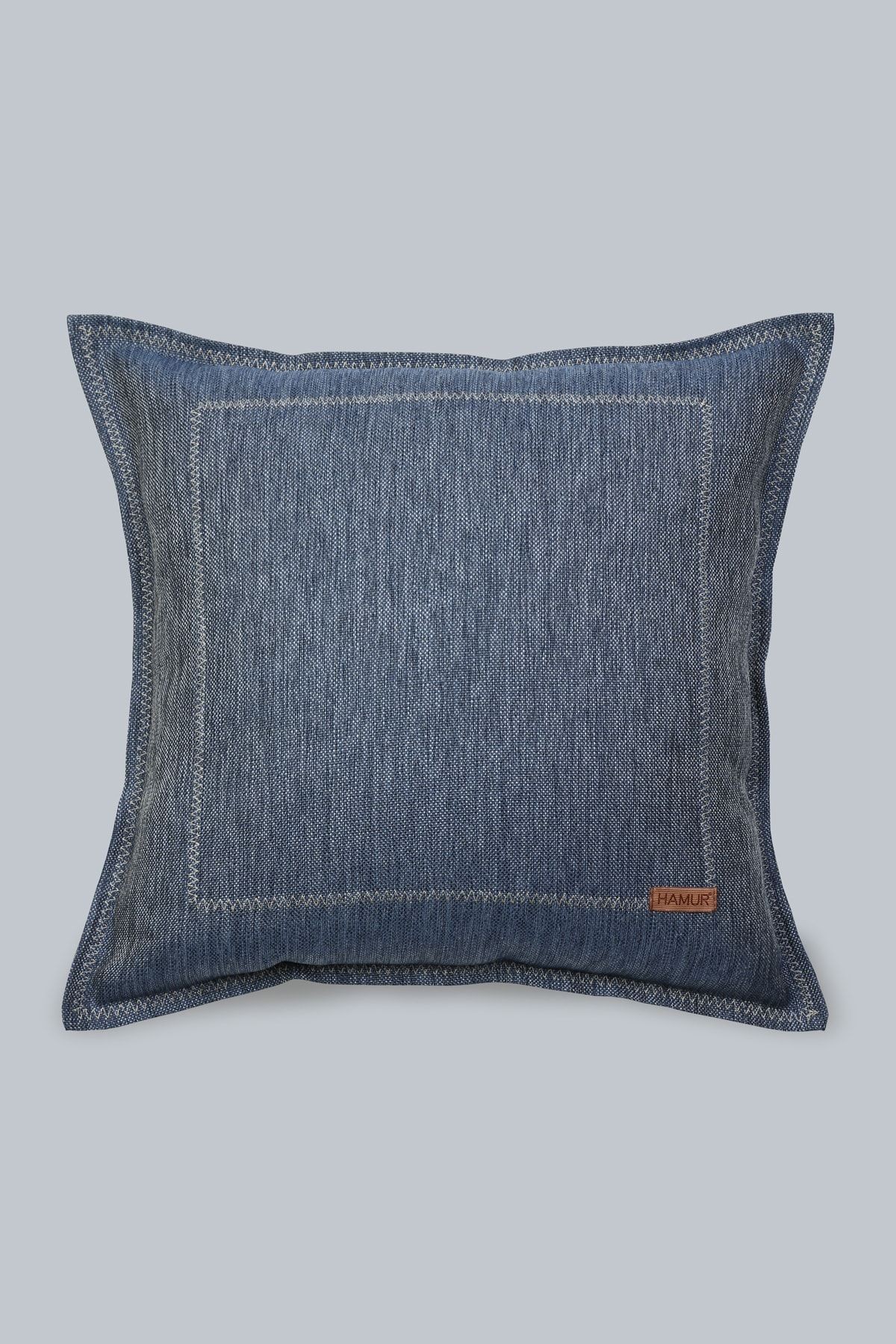 Etnik Vintage Işlemeli Dokuma Kırlent Kılıfı Boho Frame Lacivert 44x44 cm