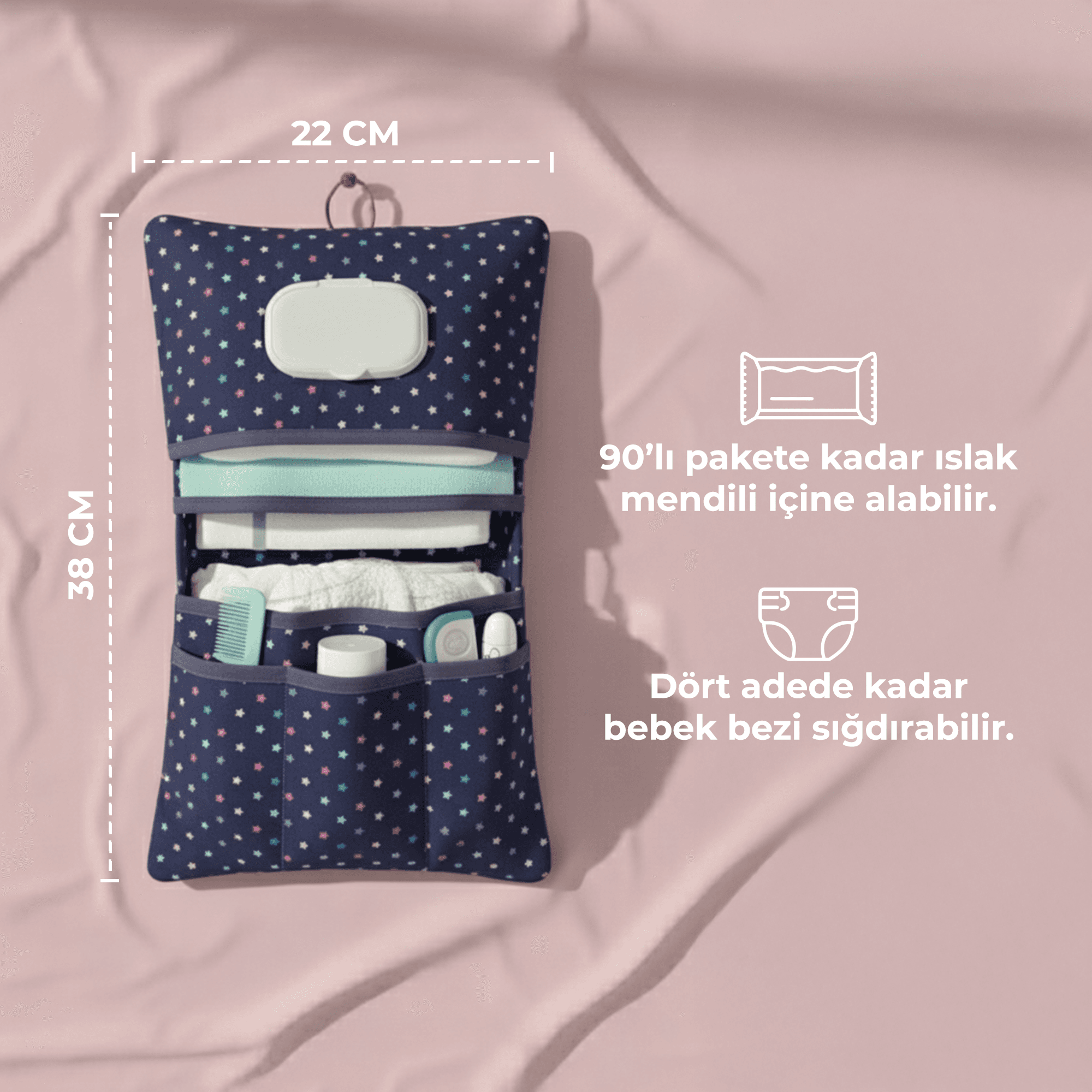 Bebek Bakım Çantası Organizer Yenidoğan Alt Açma Değiştirme Düzenleyici Çantası  Purple