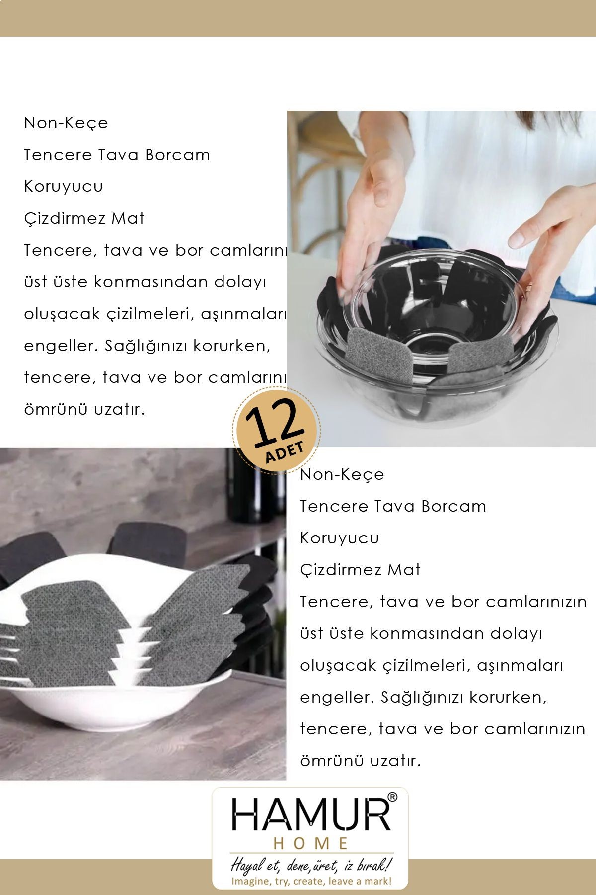 Non-Keçe Tencere Tava Koruyucu 12'lü Set
