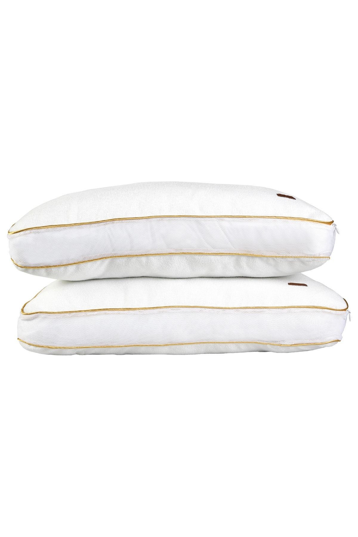 Fermuarlı 2 Adet Yastık Koruyucu Alez Mikrofiber 2 Li Klimalı Kılıf Gold Biyeli