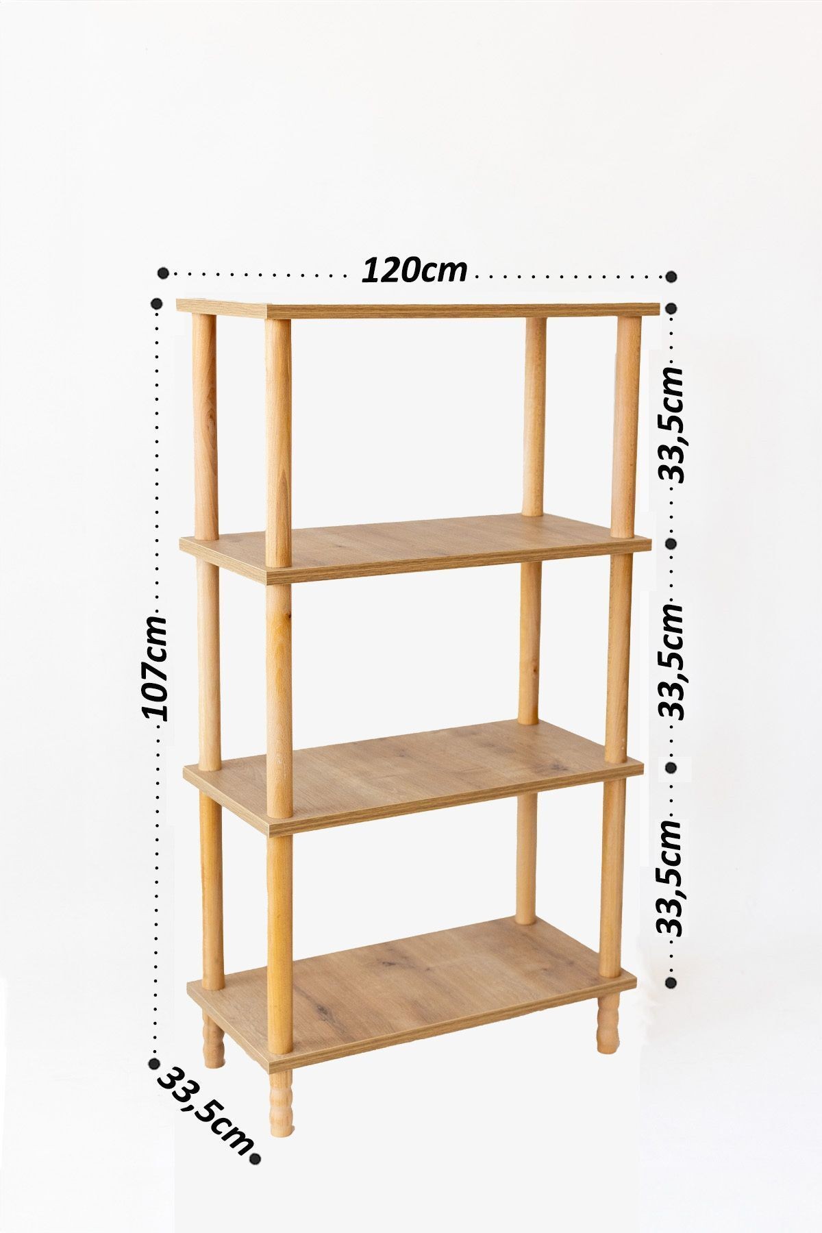 Concept 3 Raflı Organizer Kitaplık Banyo Mutfak Dolabı  Balkon Ofis Düzenleyici Ahşap Nature