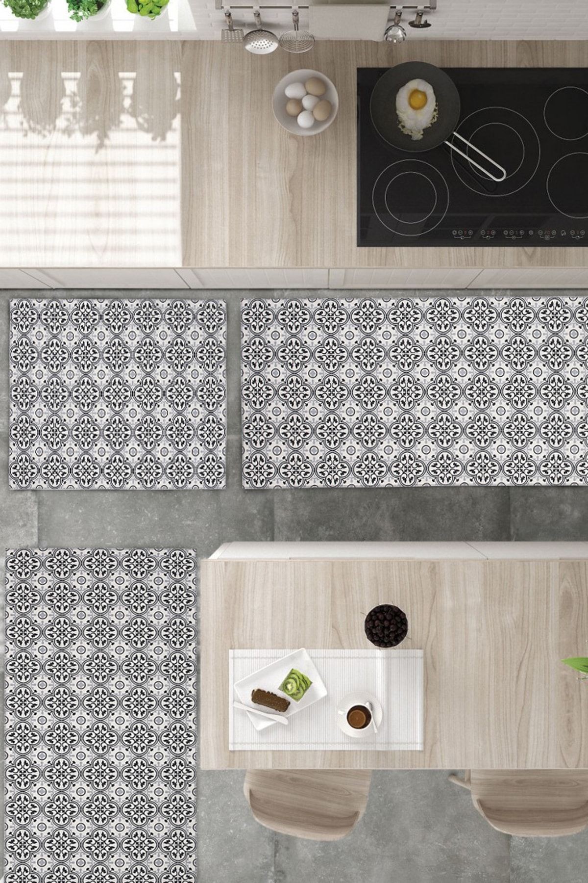 Tile Zemin Matı 50x70 Kapı Tezgah Önü Mutfak Paspası
