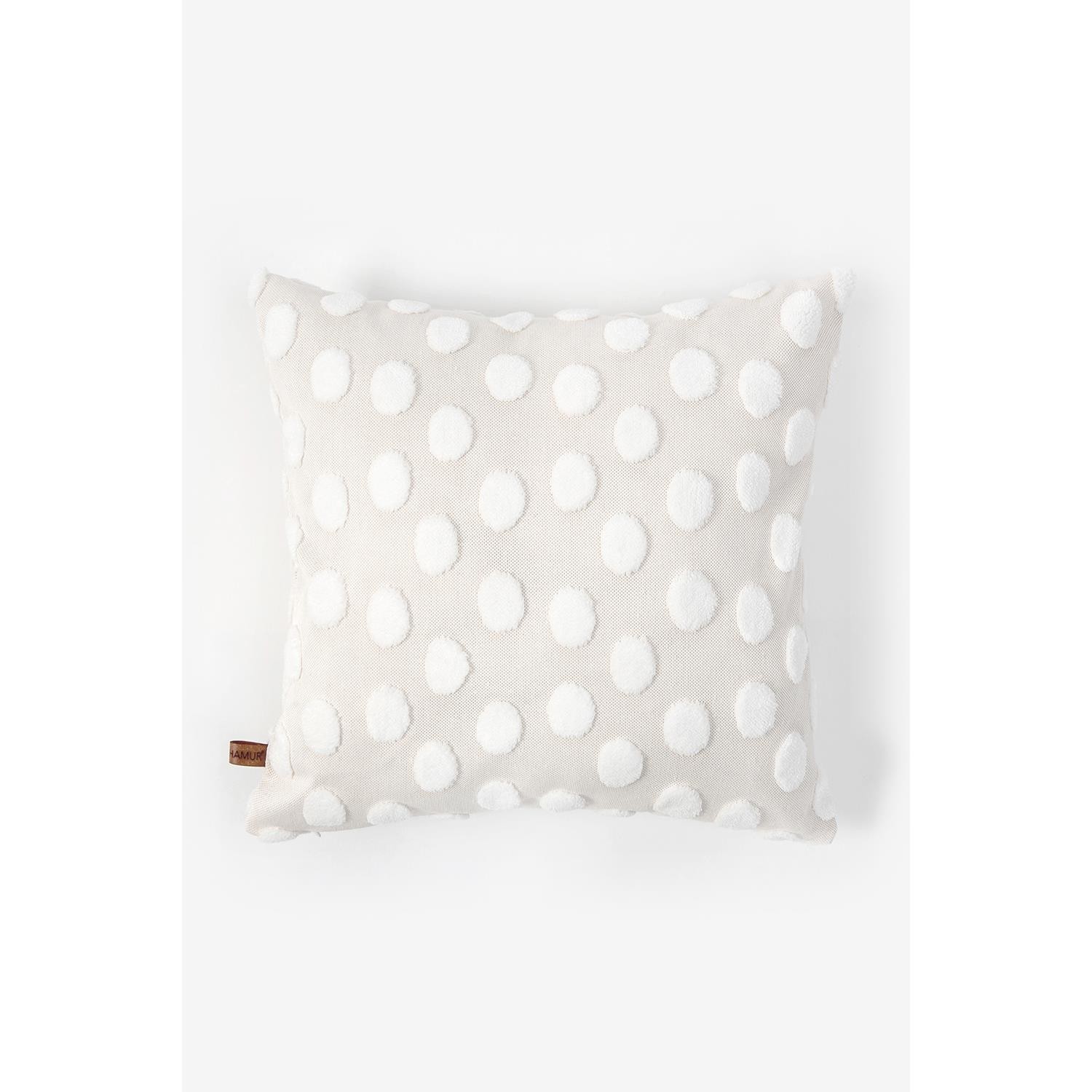 Jakarlı Kırlent 55x55 cm 4'lü Point Ekru