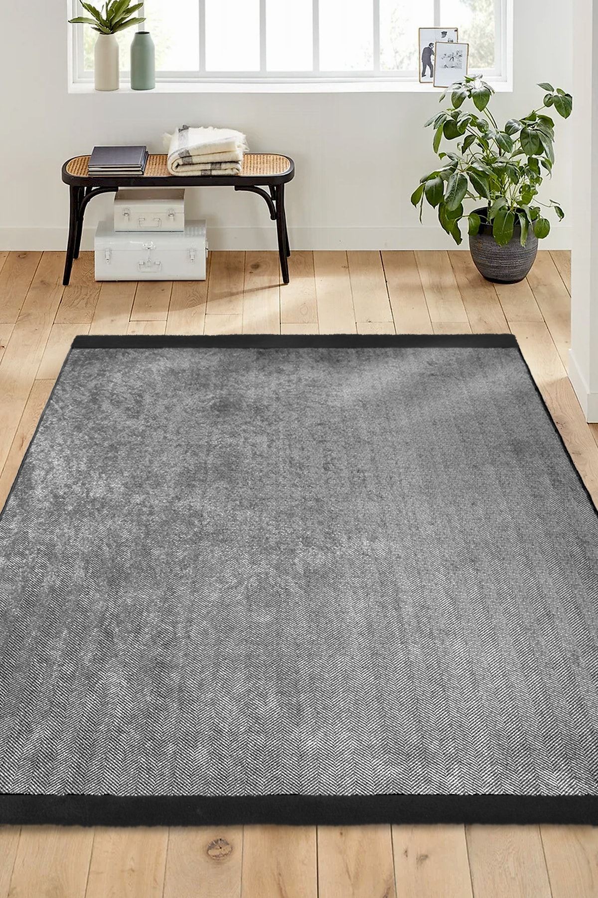 Native Kaymaz Taban Kilim Salon Halısı Mutfak Halısı Koridor Halısı Fabric Siyah