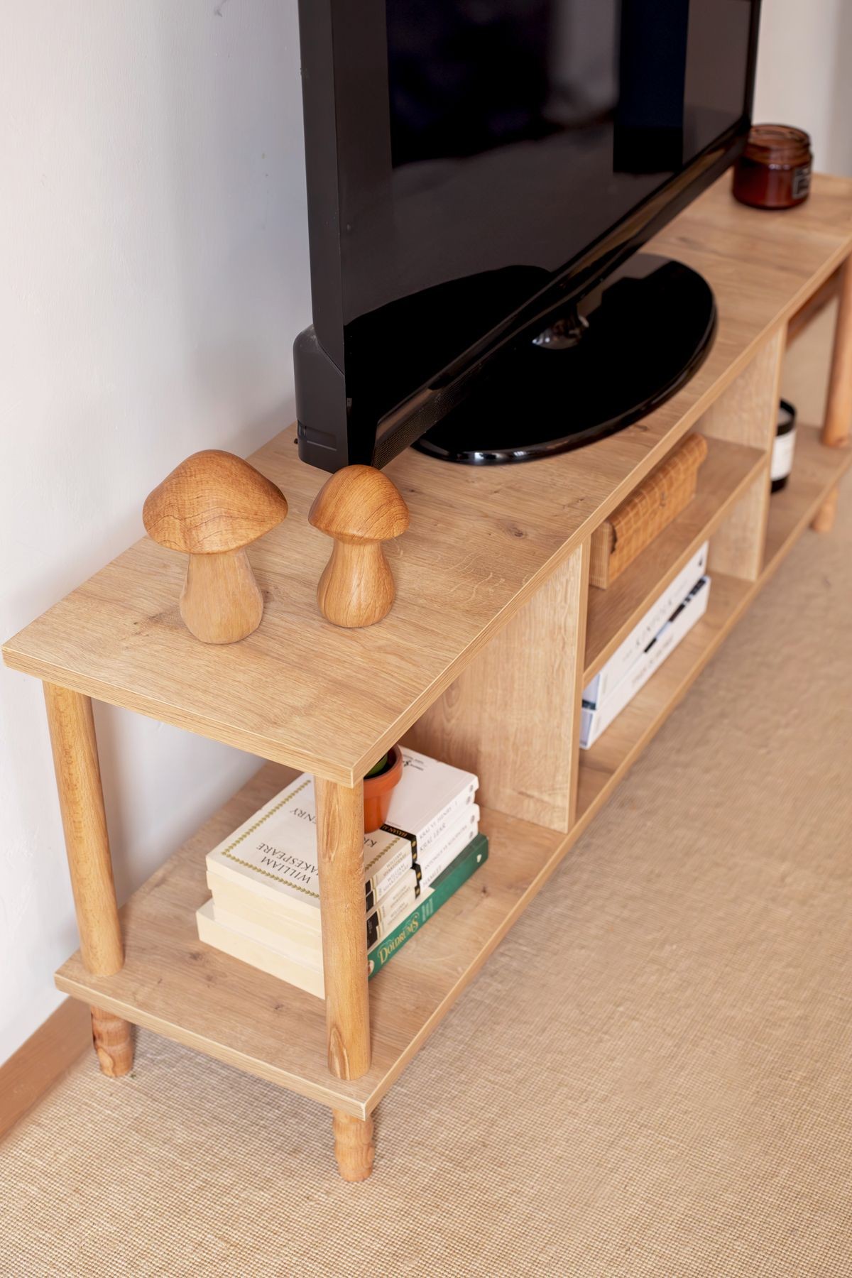 Concept  Ahşap Modern TV Ünitesi Raflı Nature