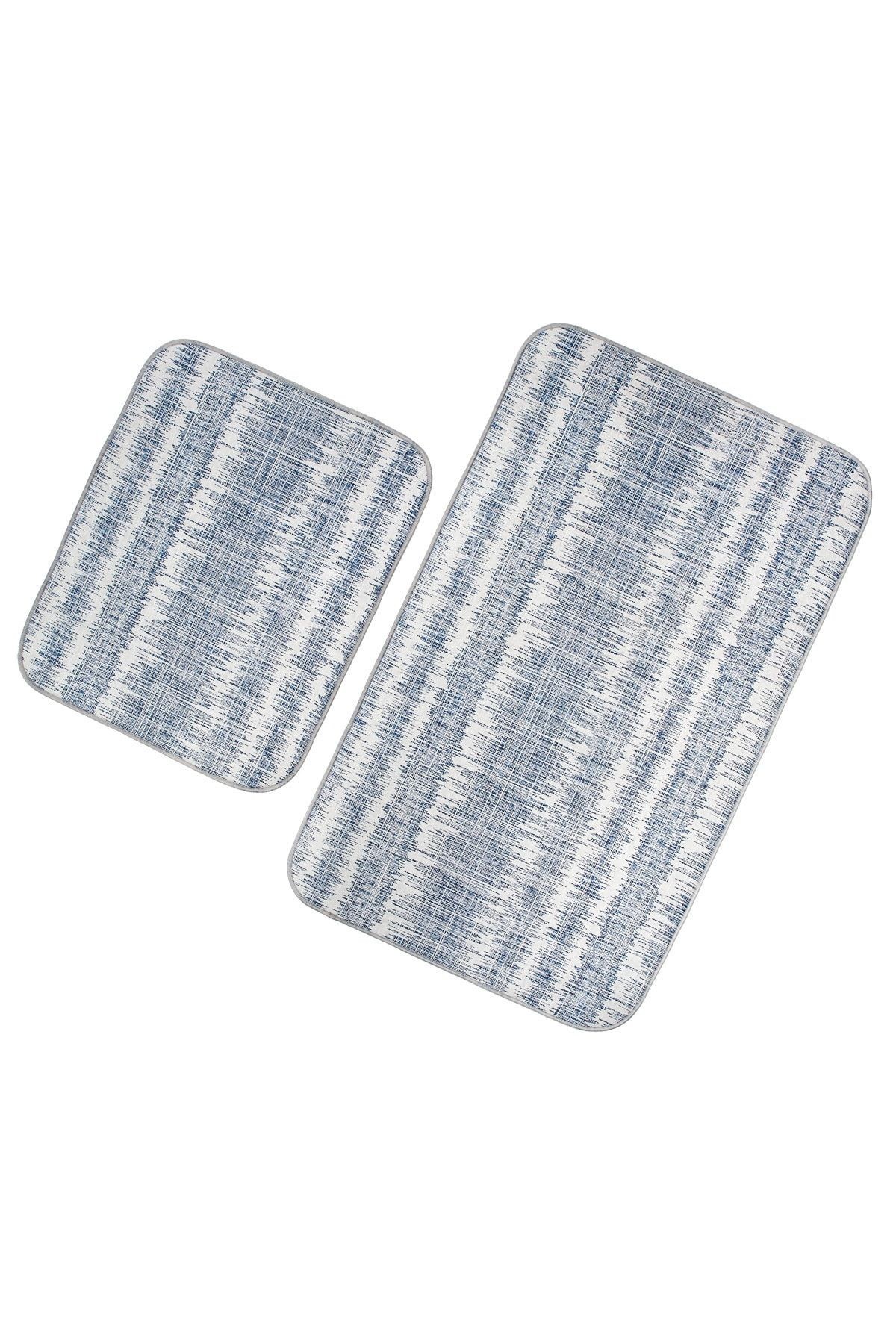 Denim 2 'li Set Banyo Paspası Kaymaz Taban Banyo Halısı