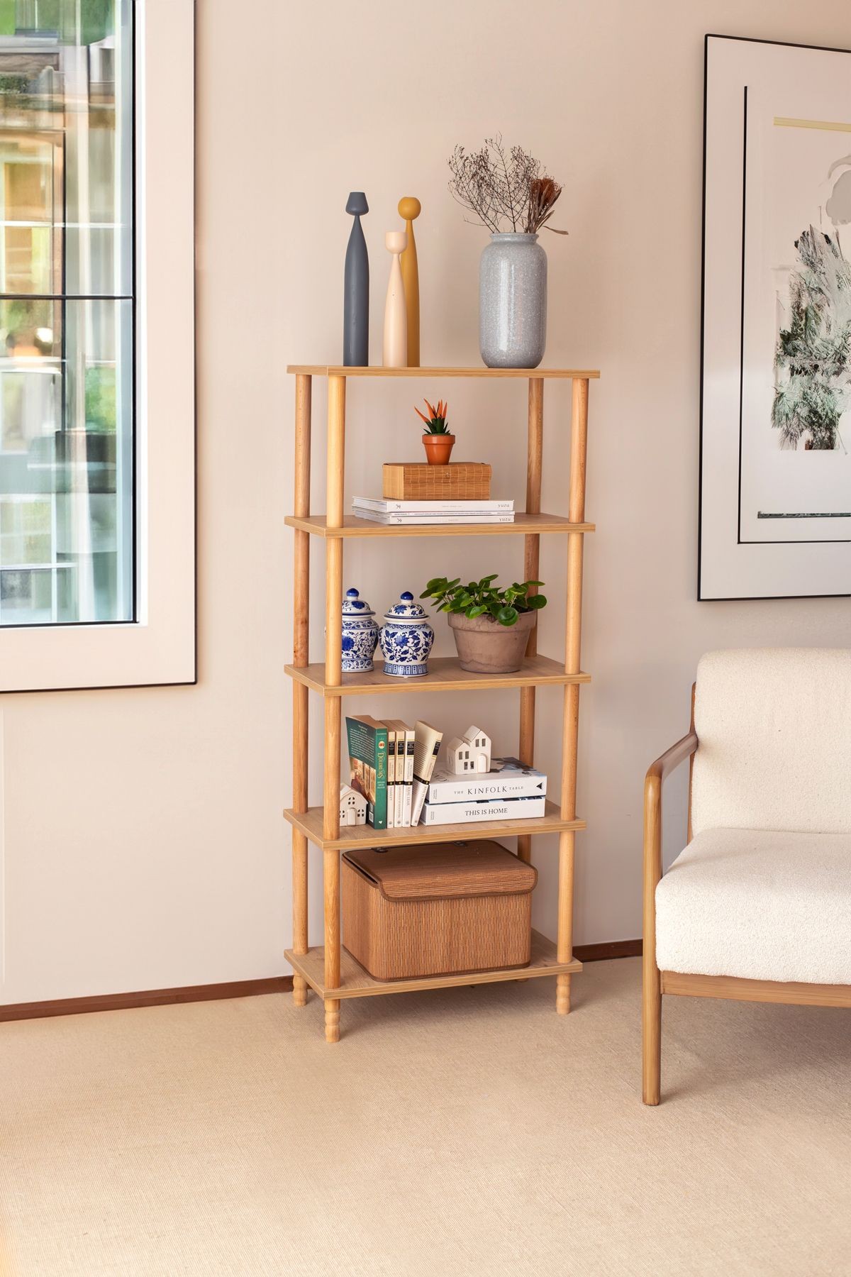 Concept 4 Raflı Organizer Mutfak Dolabı Kitaplık Banyo Balkon Ofis Düzenleyici Ahşap Nature