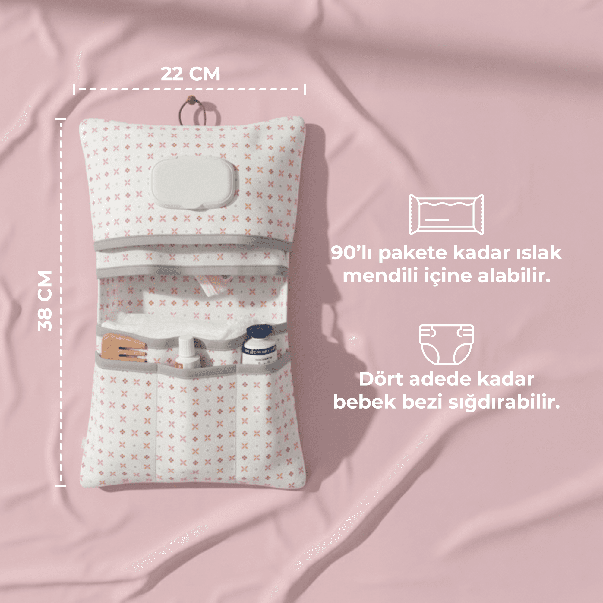 Bebek Bakım Çantası Organizer Yenidoğan Alt Açma Değiştirme Düzenleyici Çantası  Solid Ç.Yeşili