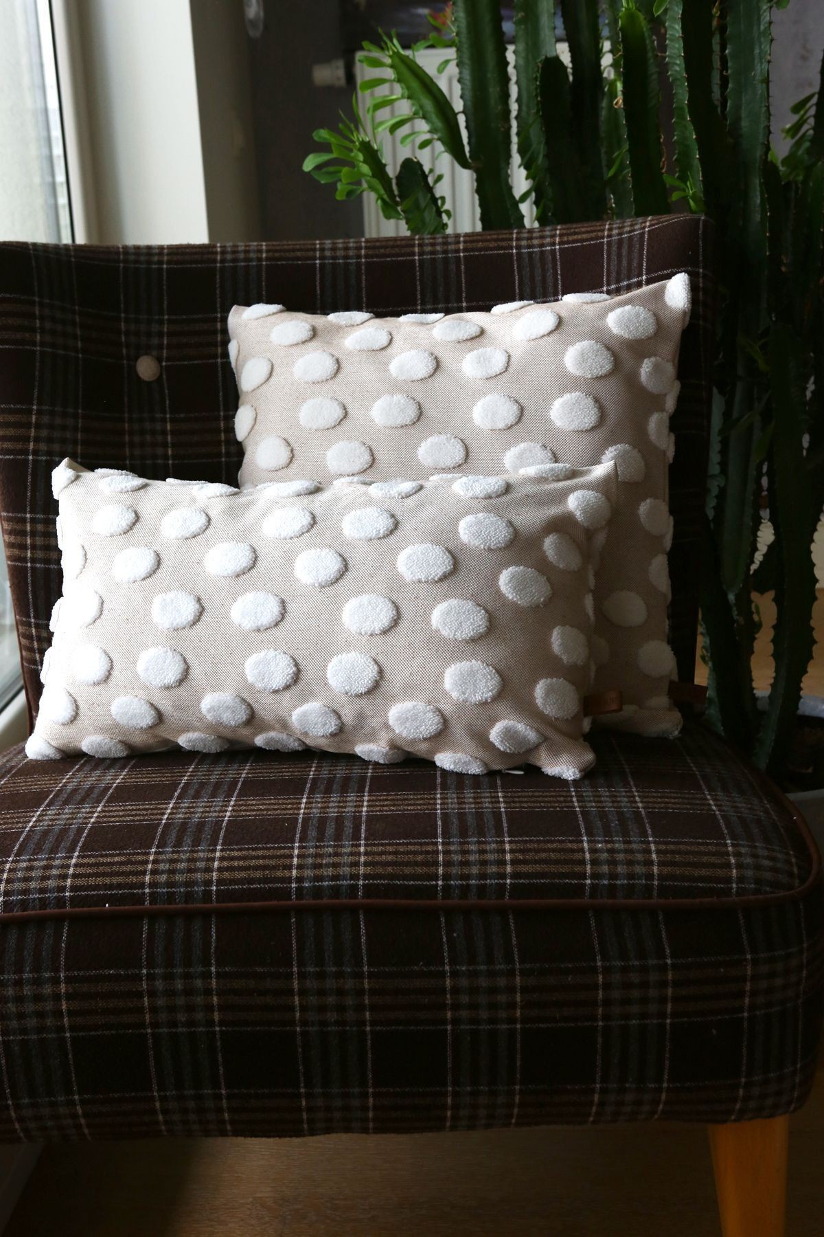 Bohem Punch Kırlent Kılıfı Point Bej - 43x43 cm