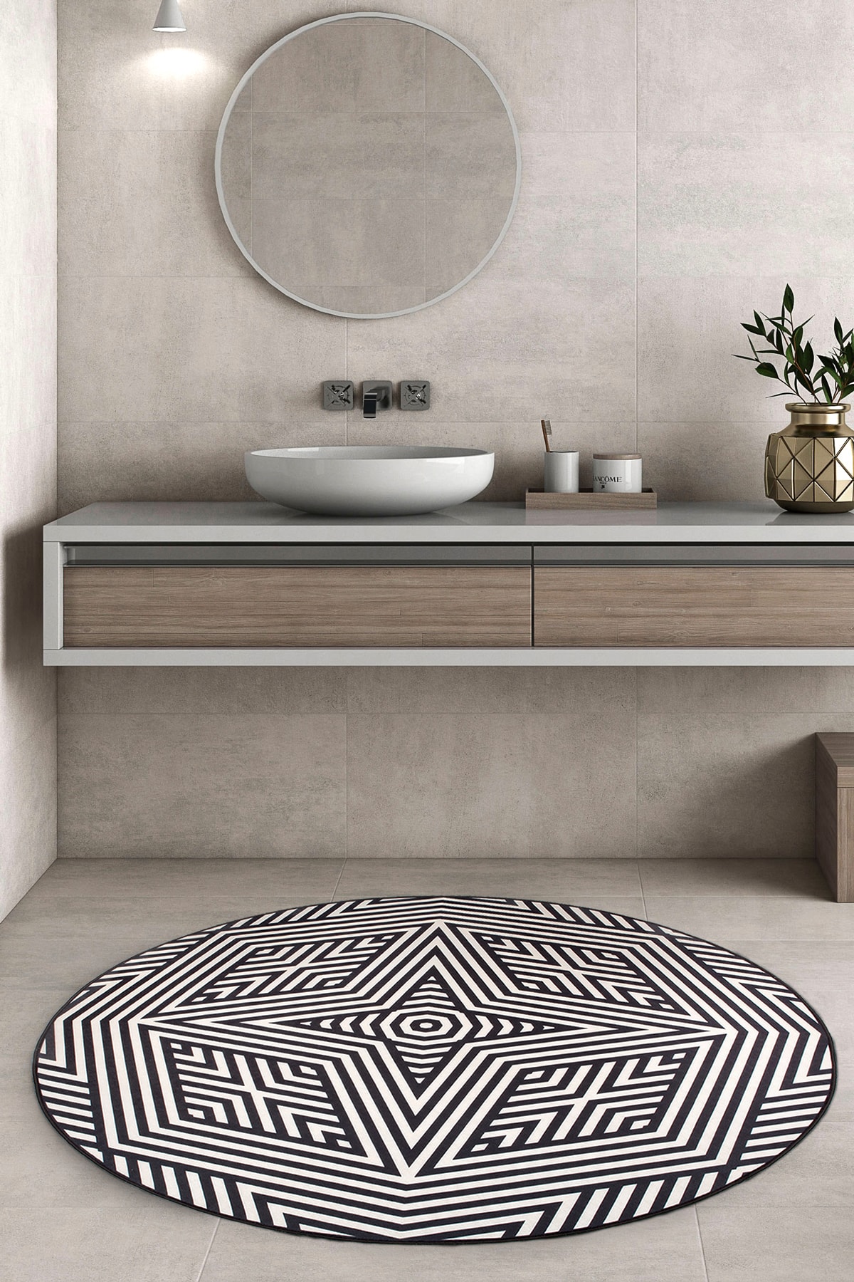 Liana Yuvarlak Halı Dekoratif Banyo Paspası 125x125  cm