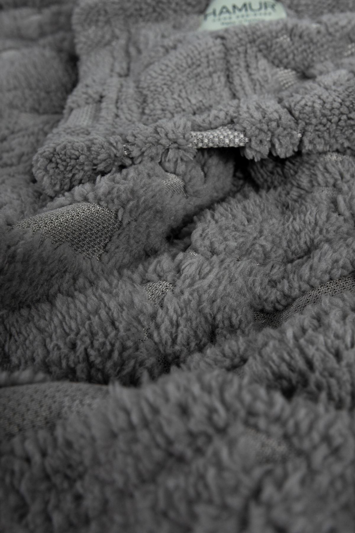 Softy Tek Kişilik Jakarlı Örme Battaniye Koyu Gri