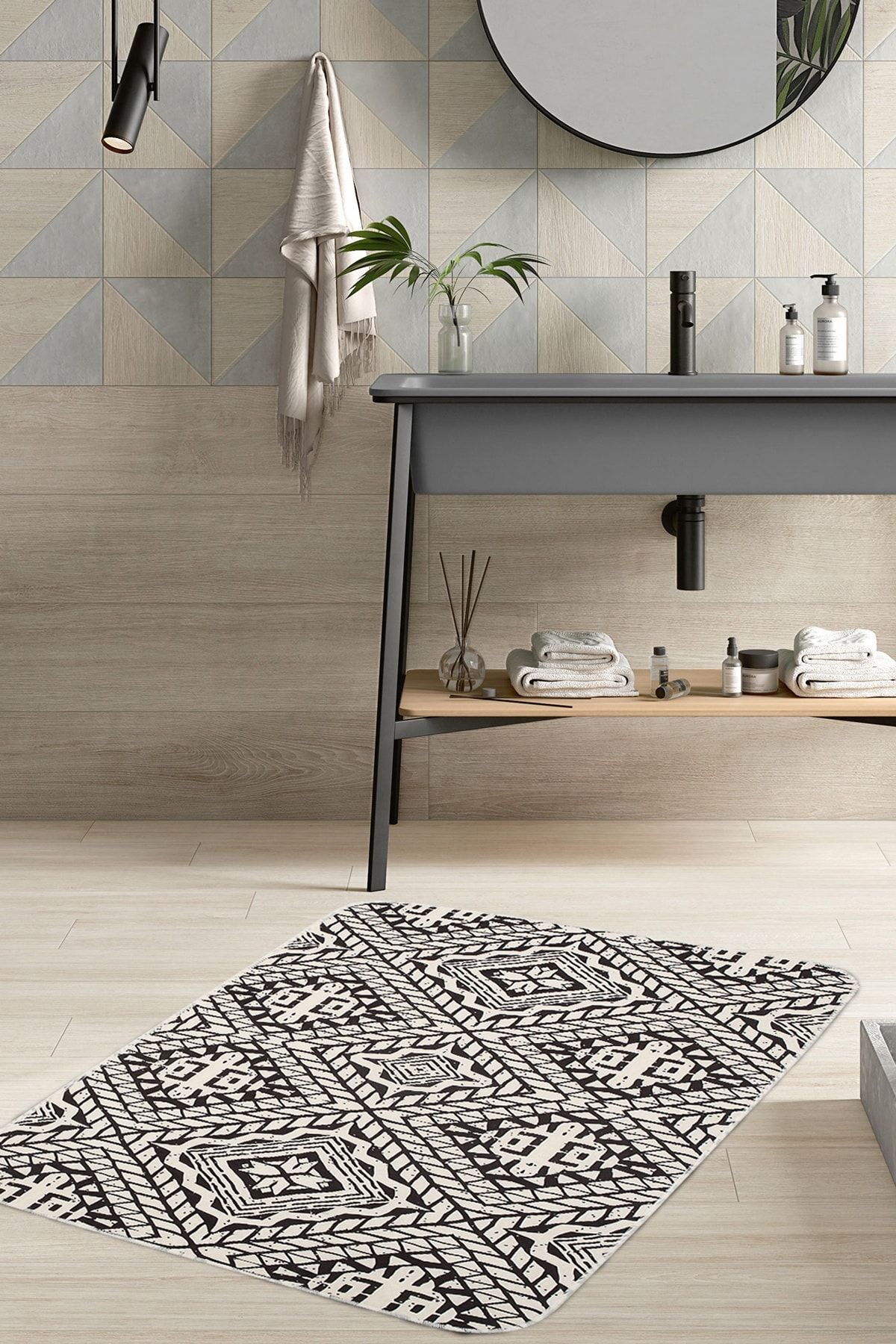 Retro Kaymaz Taban Banyo Halısı 75x125 cm
