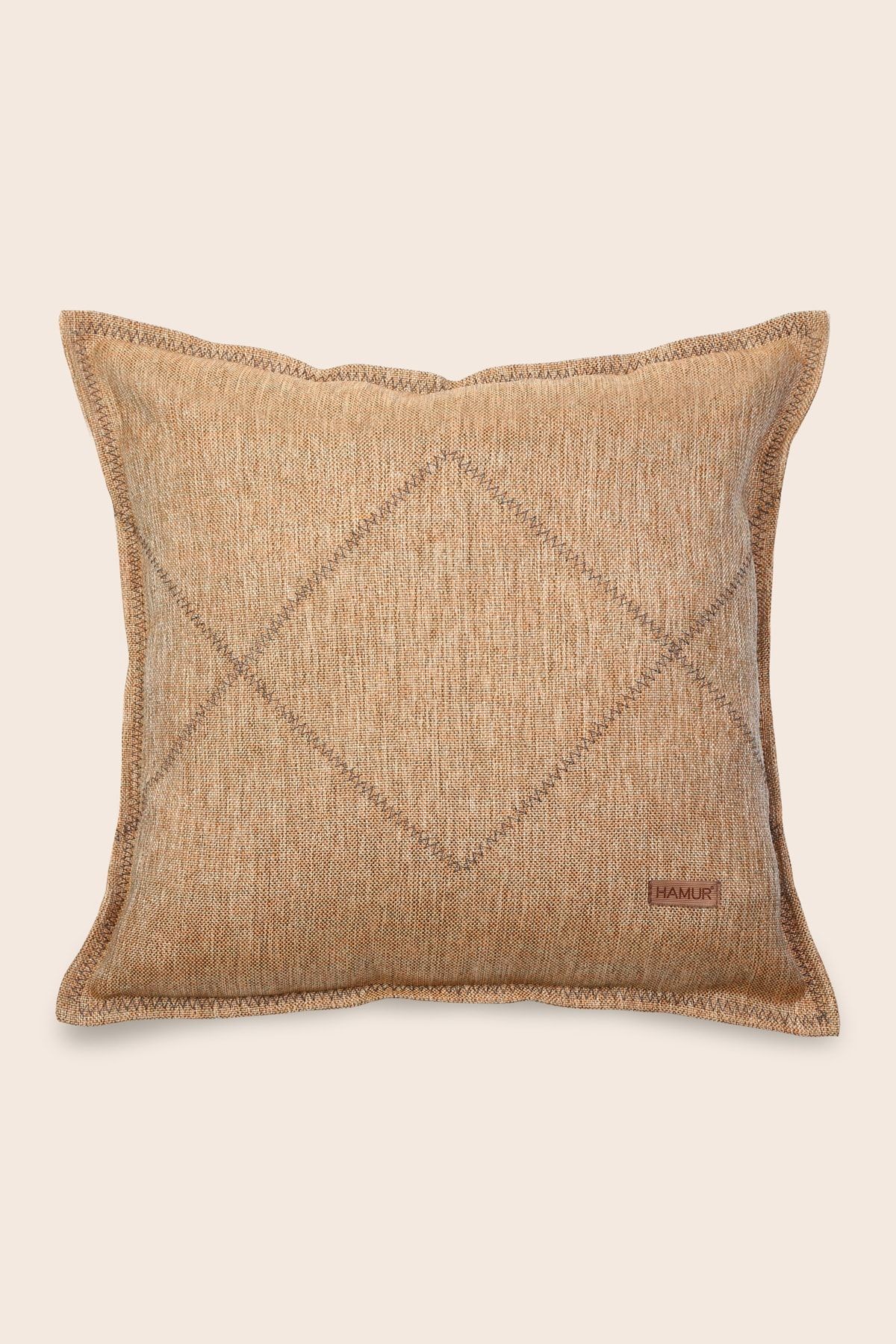 Etnik Vintage Işlemeli Dokuma Kırlent Kılıfı Boho Zigzag Kiremit 44x44 cm