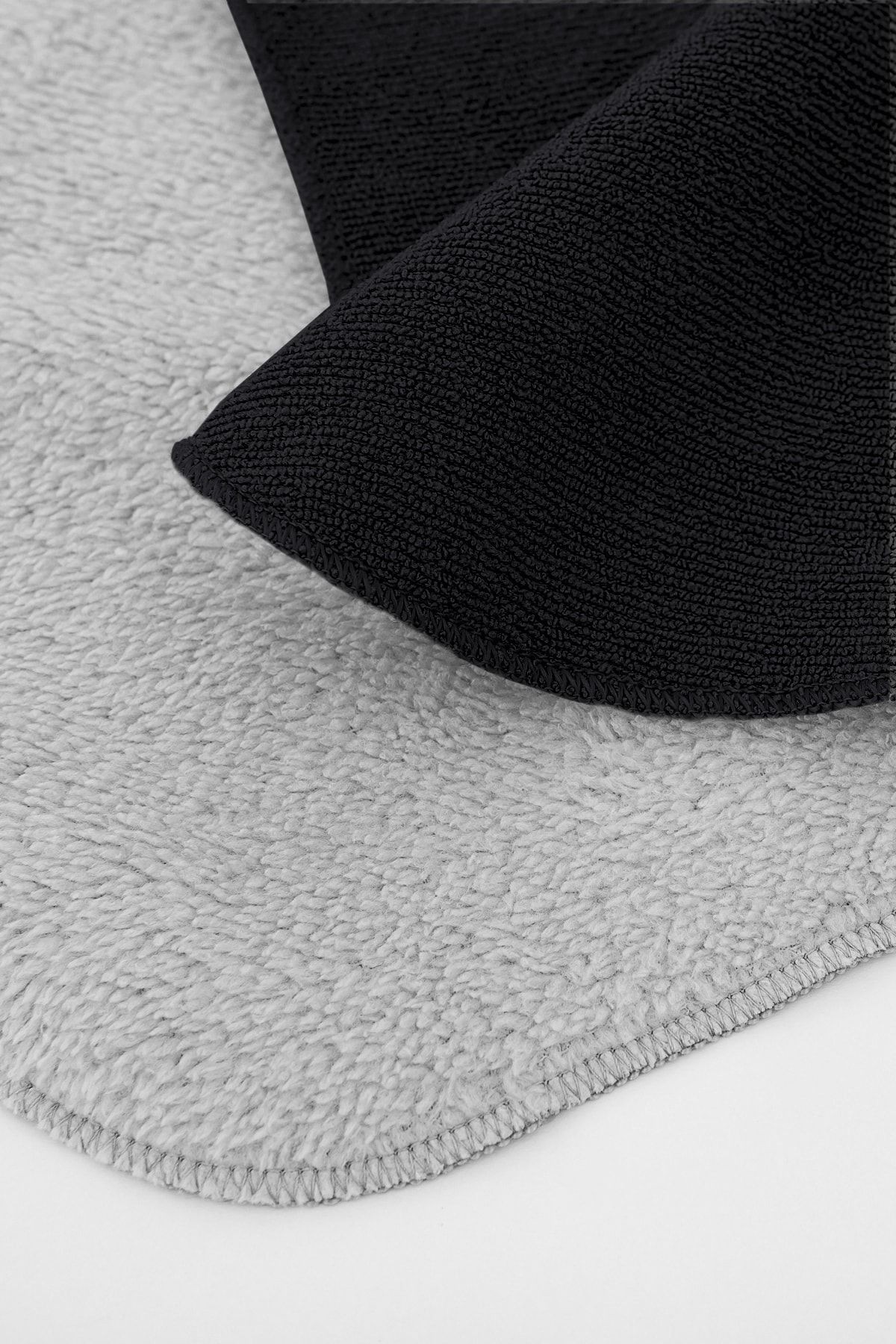Siyah Microwell 3 Prç Set Microfiber Bulaşık Kurutma Matı 3'lü Mutfak Seti Kurulama Bezi Örtüsü