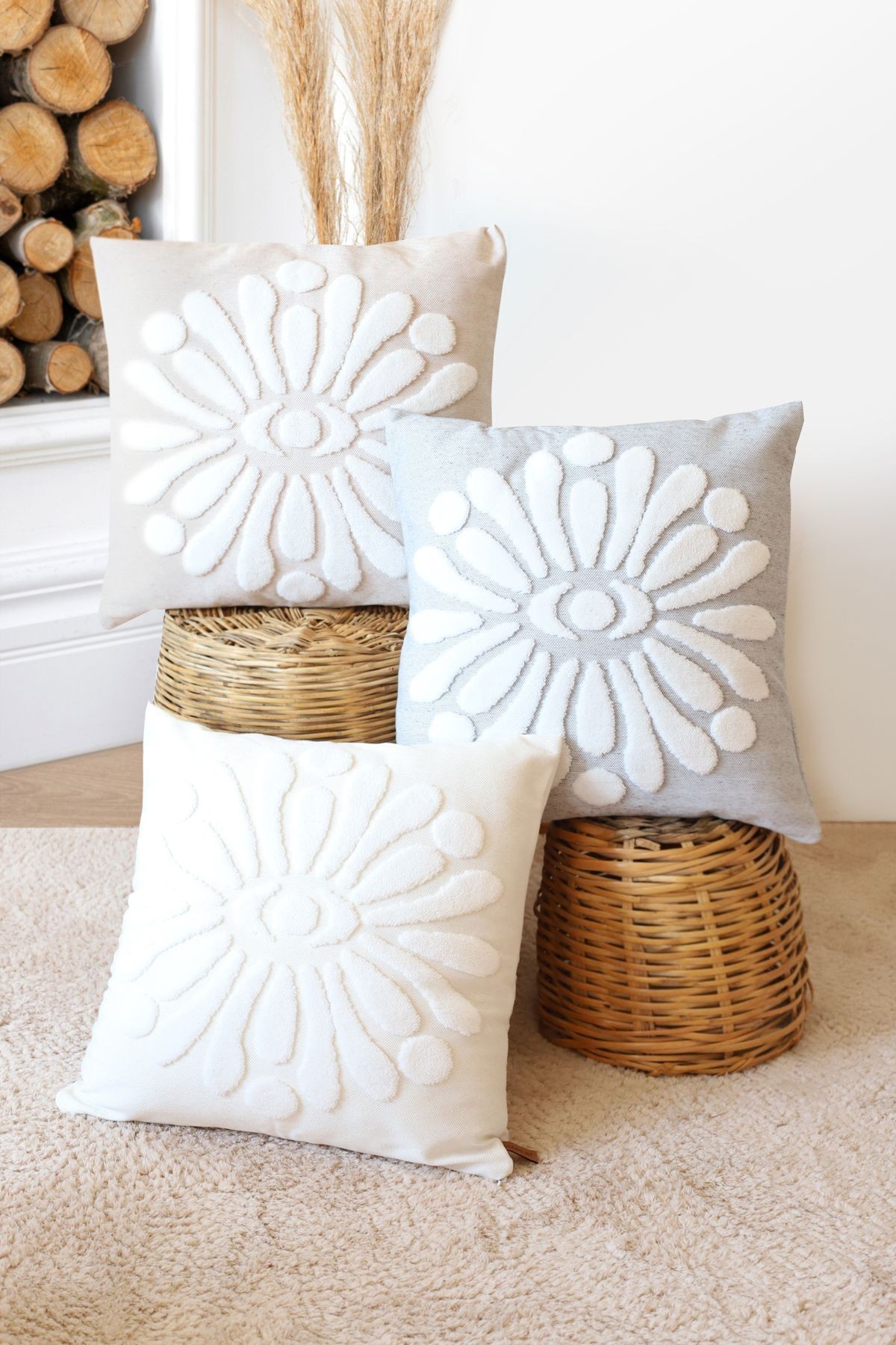 Bohem Punch Kırlent Kılıfı Boho Bej - 43x43 cm