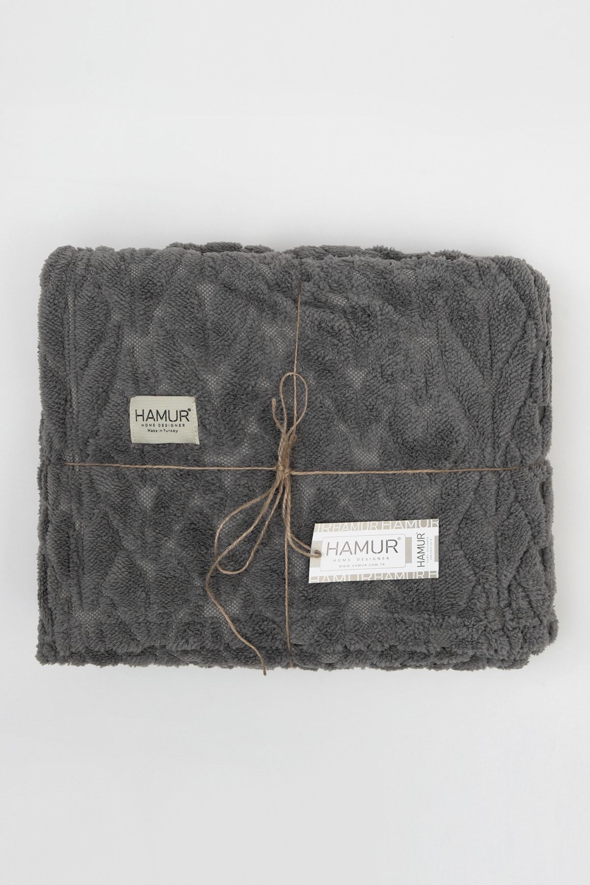 Forest Tek Kişilik Jakarlı Örme Battaniye Koyu Gri