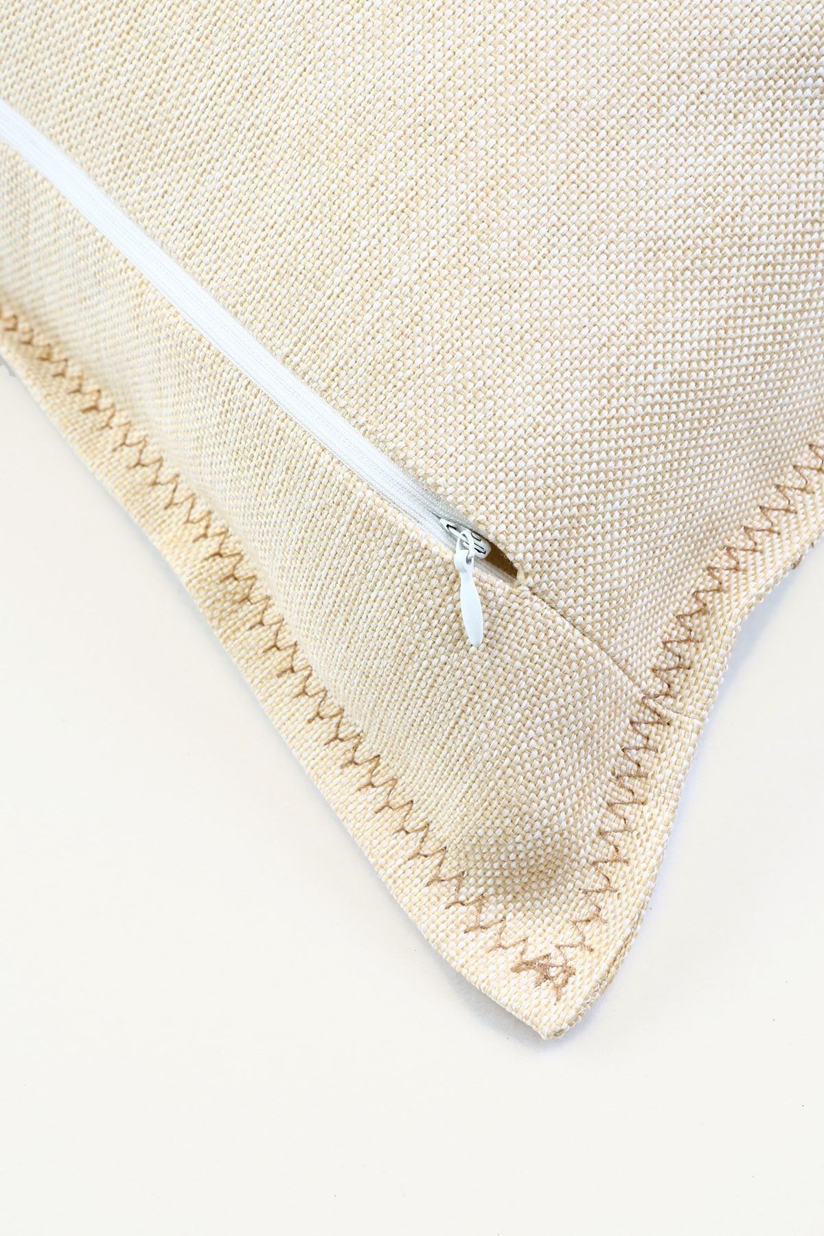 Etnik Vintage Işlemeli Dokuma Kırlent Kılıfı Boho Grain Sarı Ekru 44x44 cm