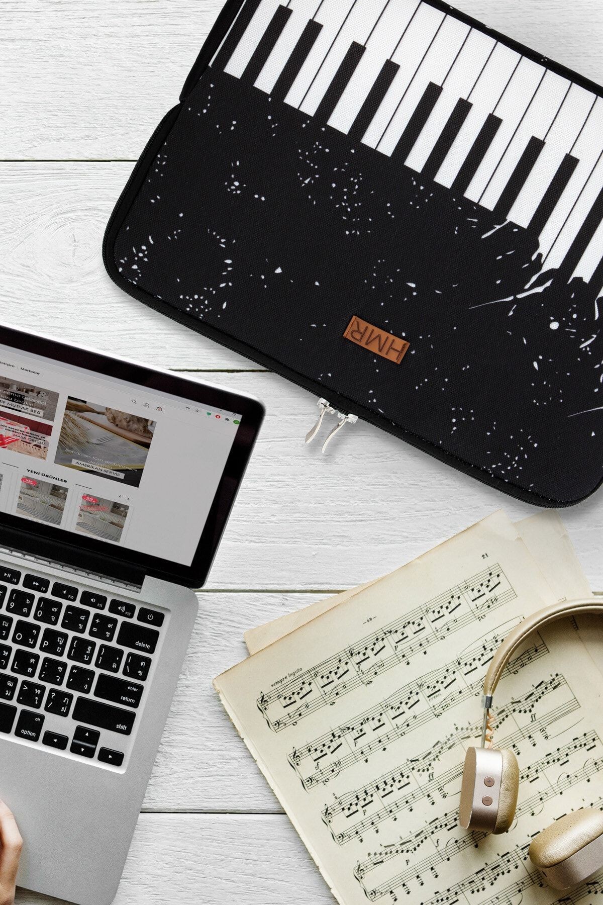 Easy Case 13 Inç Laptop Çantası Notebook Kılıfı Piano New