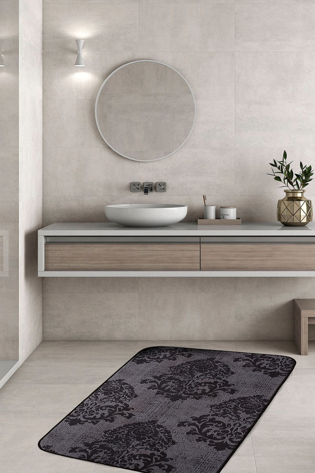 Vintage 75x125 Cm Banyo Paspası Kaymaz Taban Banyo Halısı