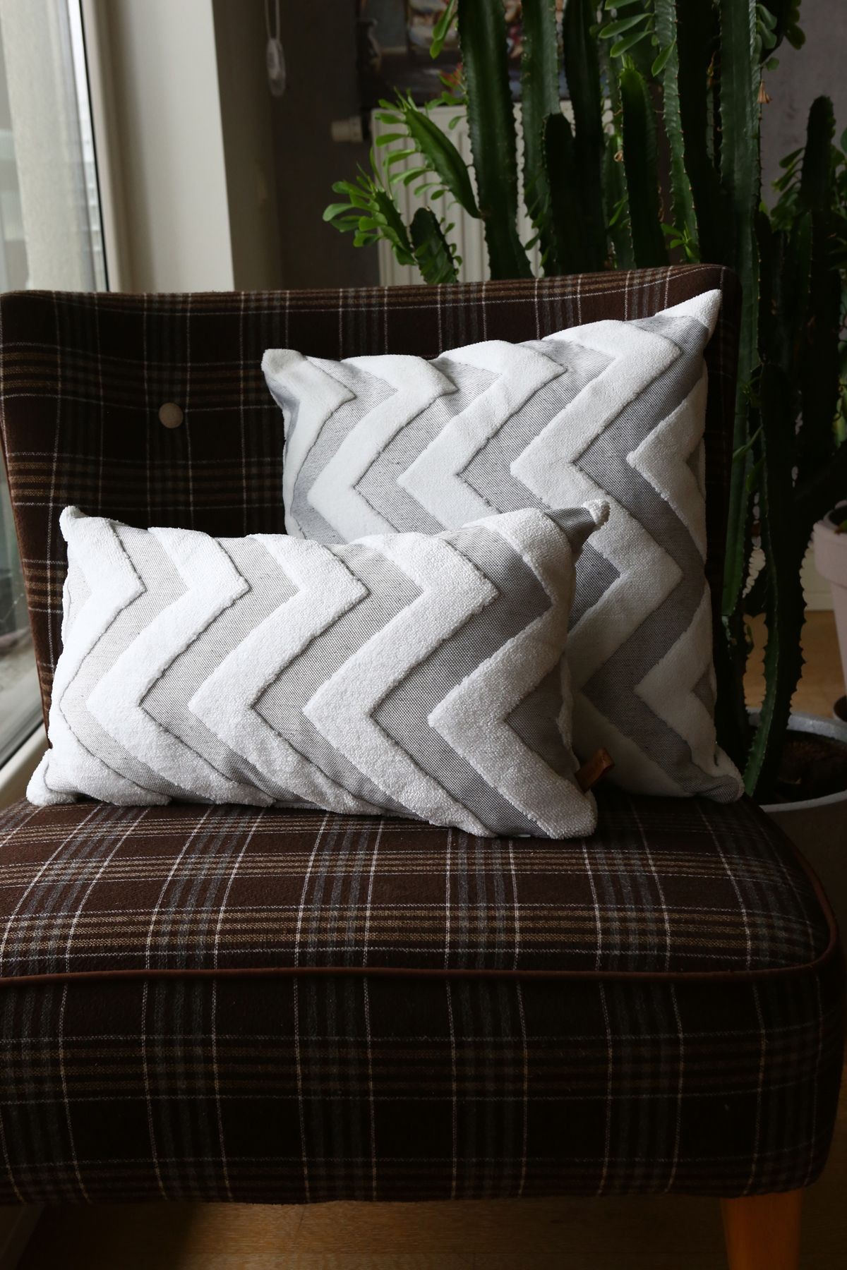 Bohem Punch Kırlent Kılıfı Line Gri 55x55 cm