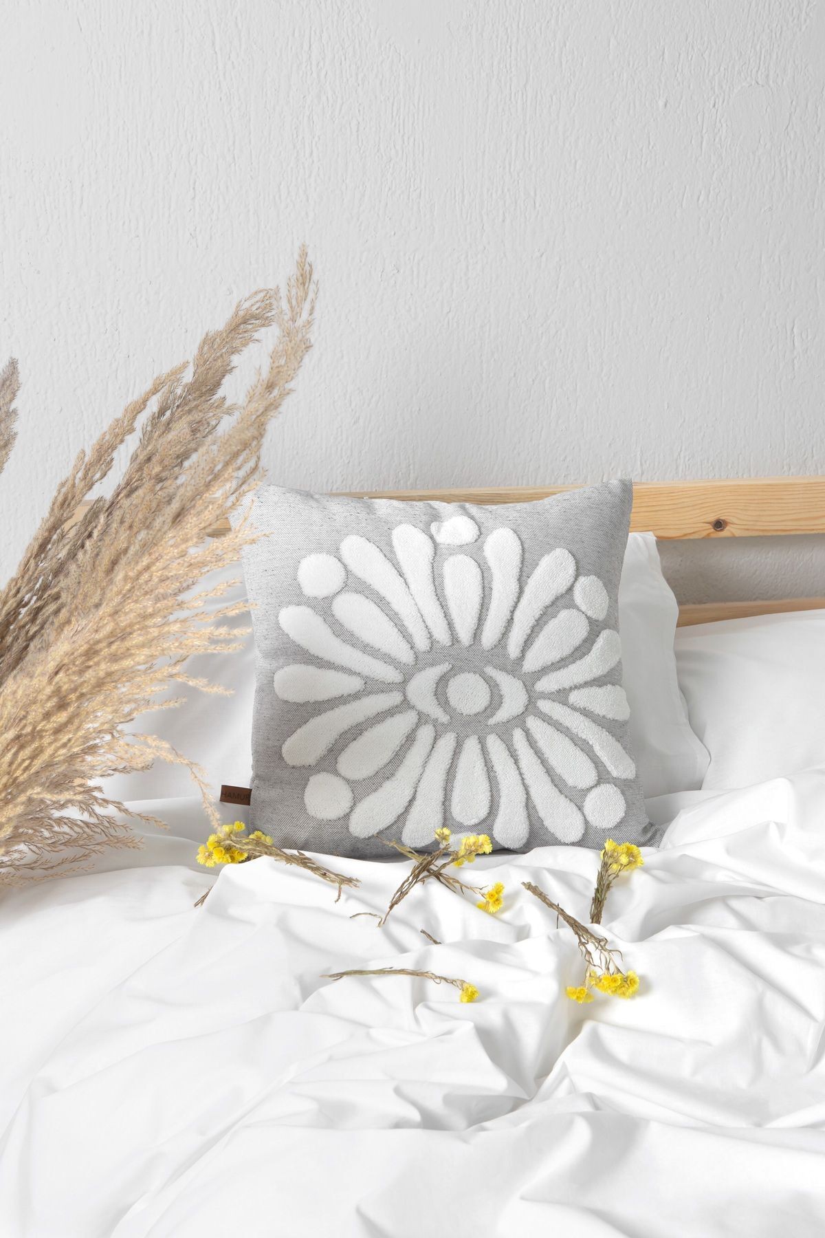 Bohem Punch Kırlent Kılıfı Boho Gri - 43x43 cm