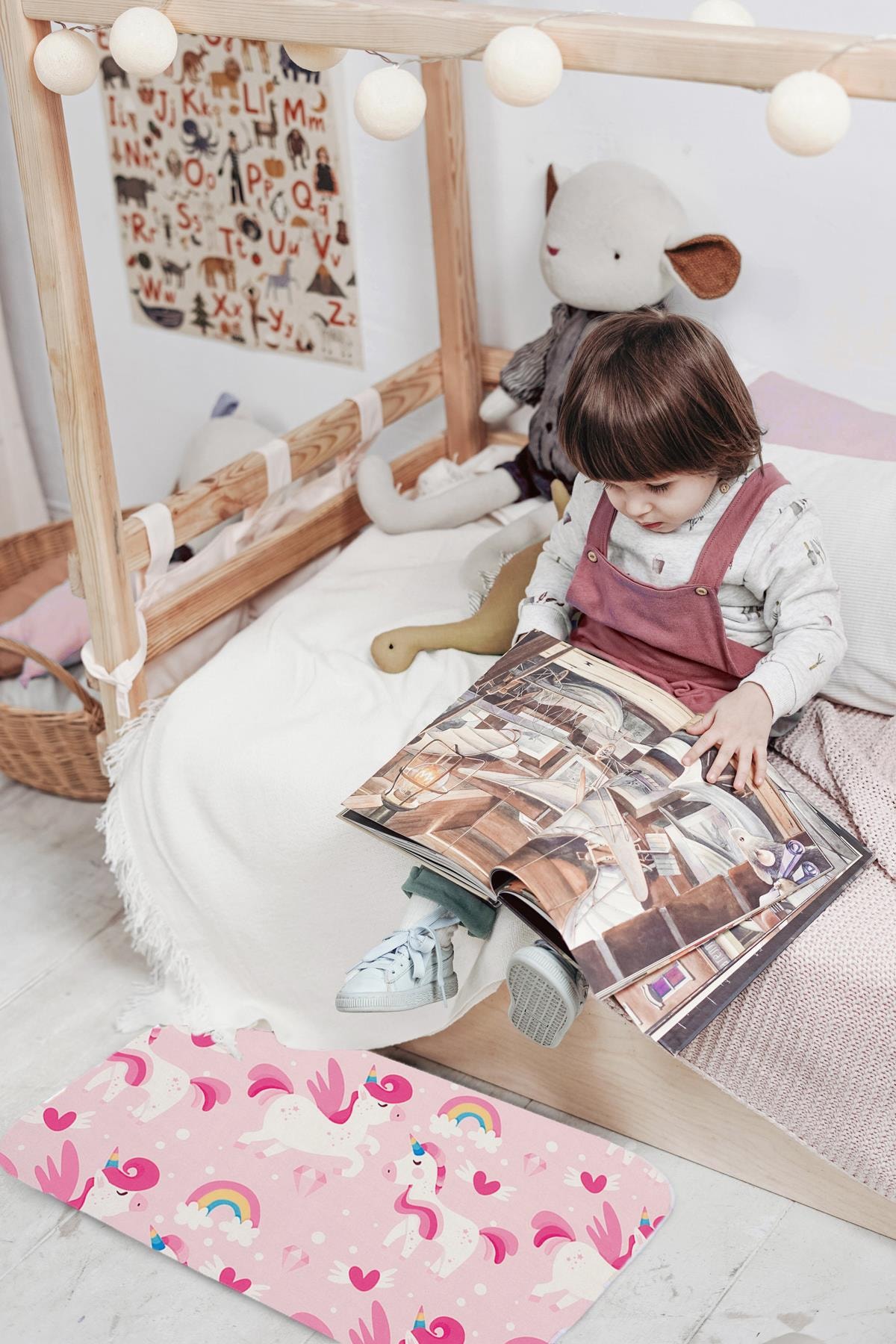 Bebek Çocuk Ev Içi Kapı Önü Paspası 50x75 cm Unicorns Oyun Matı