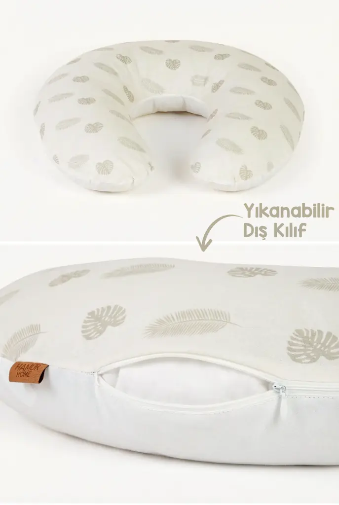 Emzirme yastığı kılıfının kolayca çıkarılarak değiştirilmesini gösteren görsel