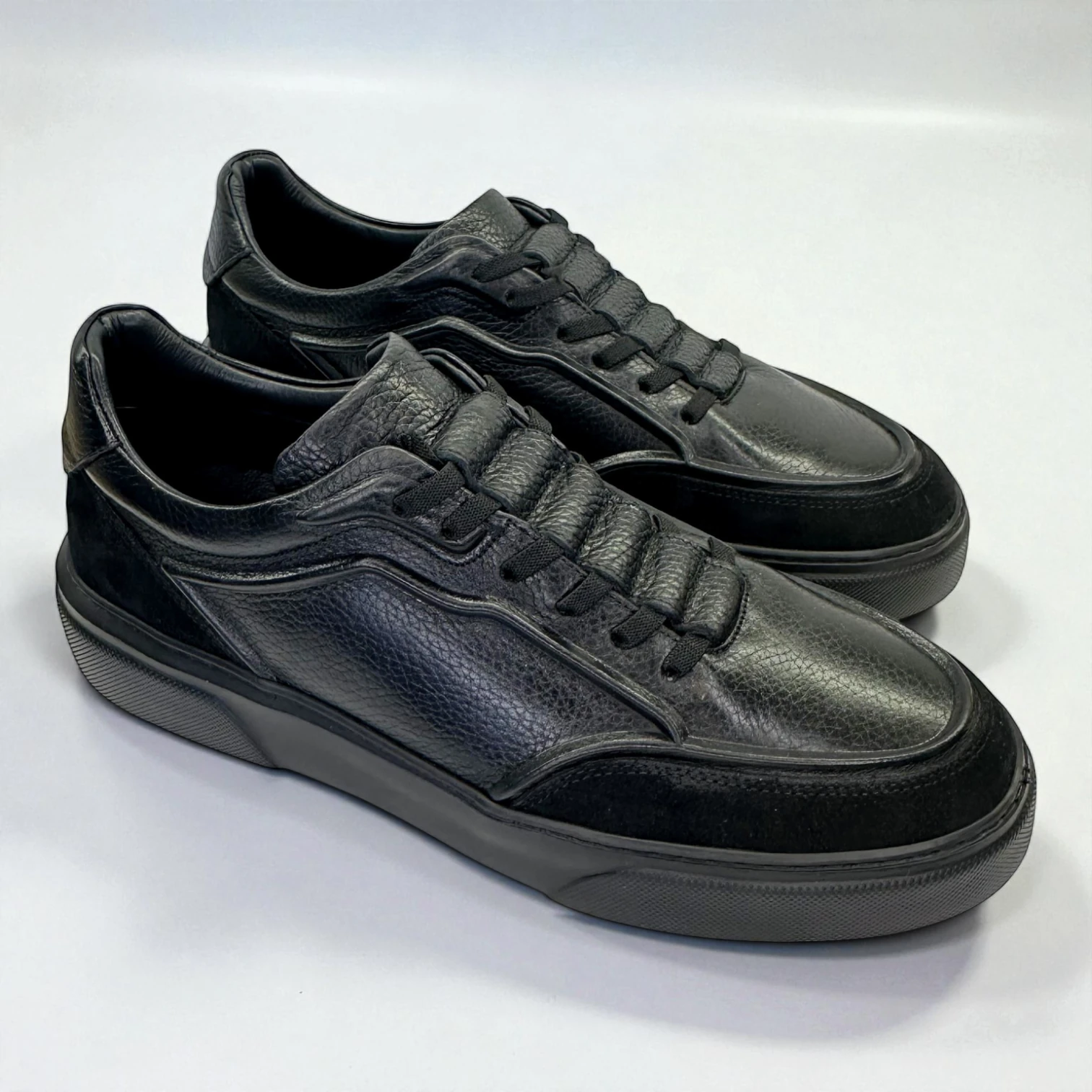 STEPMI HAKİKİ DERİ HAZIR BAĞCIKLI SİYAH SNEAKER