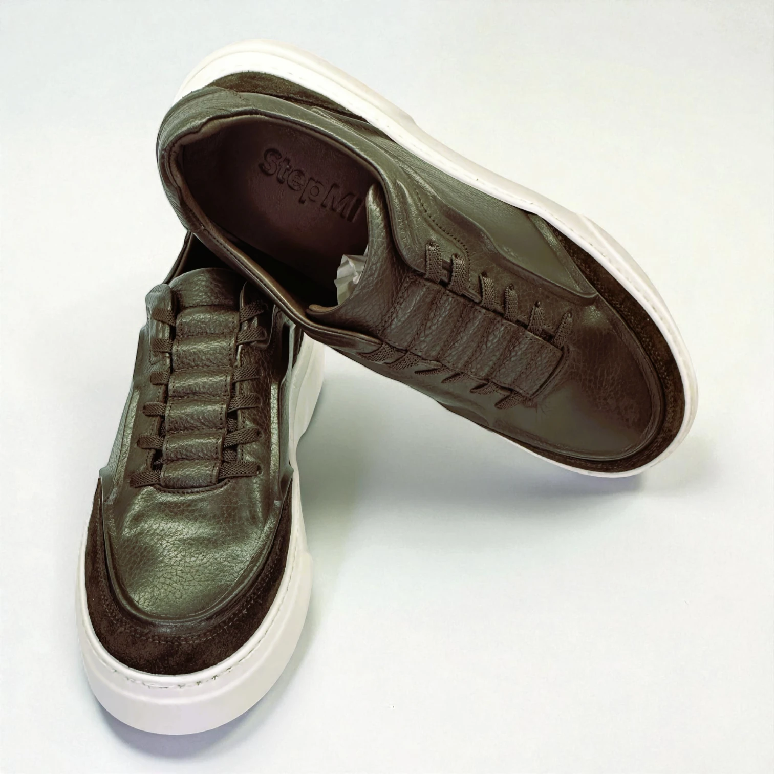 STEPMI HAKİKİ DERİ HAZIR BAĞCIKLI KAHVERENGİ SNEAKER