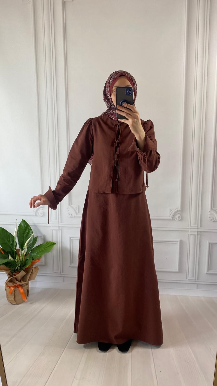 Mersha Bakır Natural Ceketli Emzirme Takımı Lohusa Anneler İçin