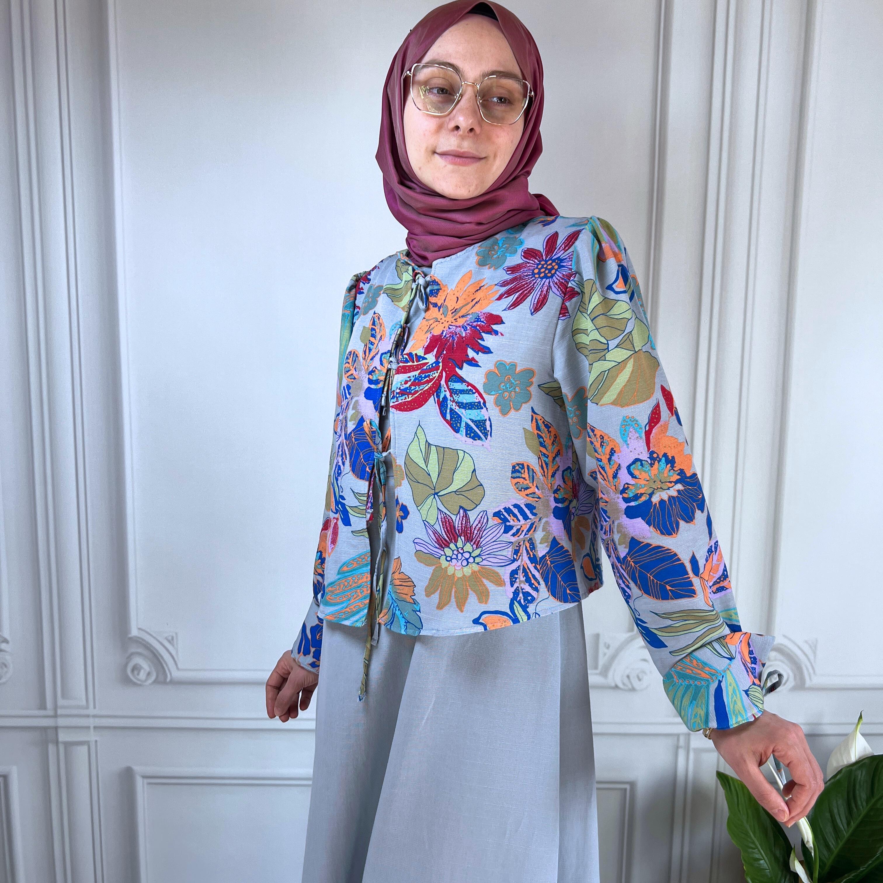 Mersha Soft Mavi Natural Ceketli Emzirme Takımı Lohusa Anneler İçin
