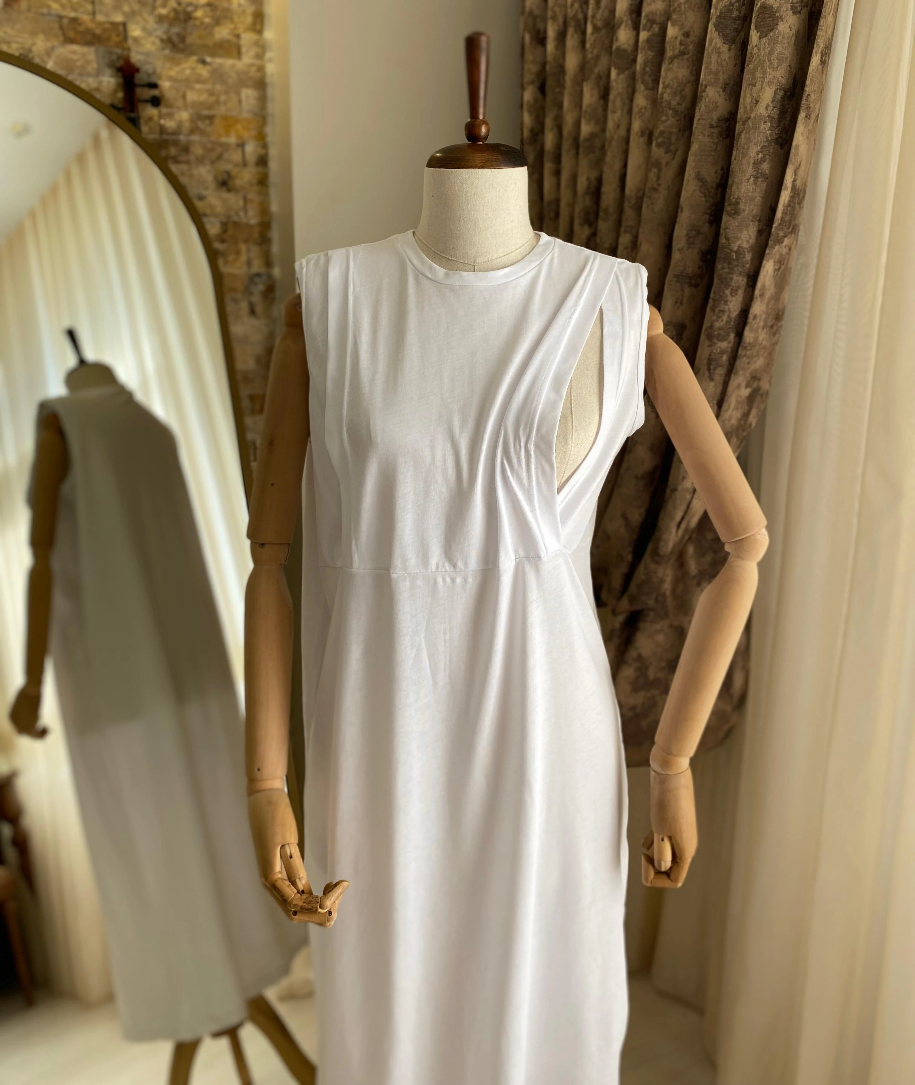 Mersha Sıfır Kol Astar Emzirme Elbisesi - Lohusa İçlik - Emzirme İçlik 