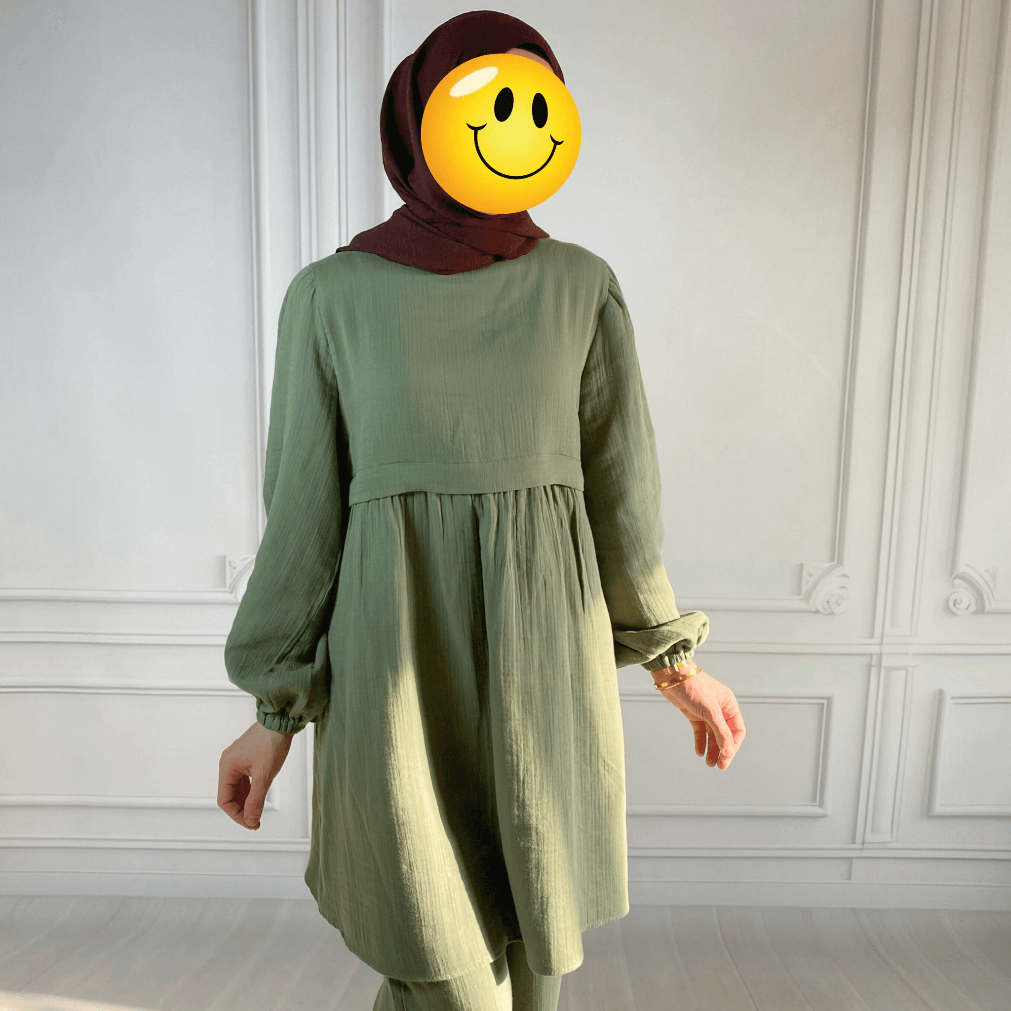 Mersha Müslin Emzirme Tunik Takımı Lohusalık Dönemi Anneler İçin - Haki