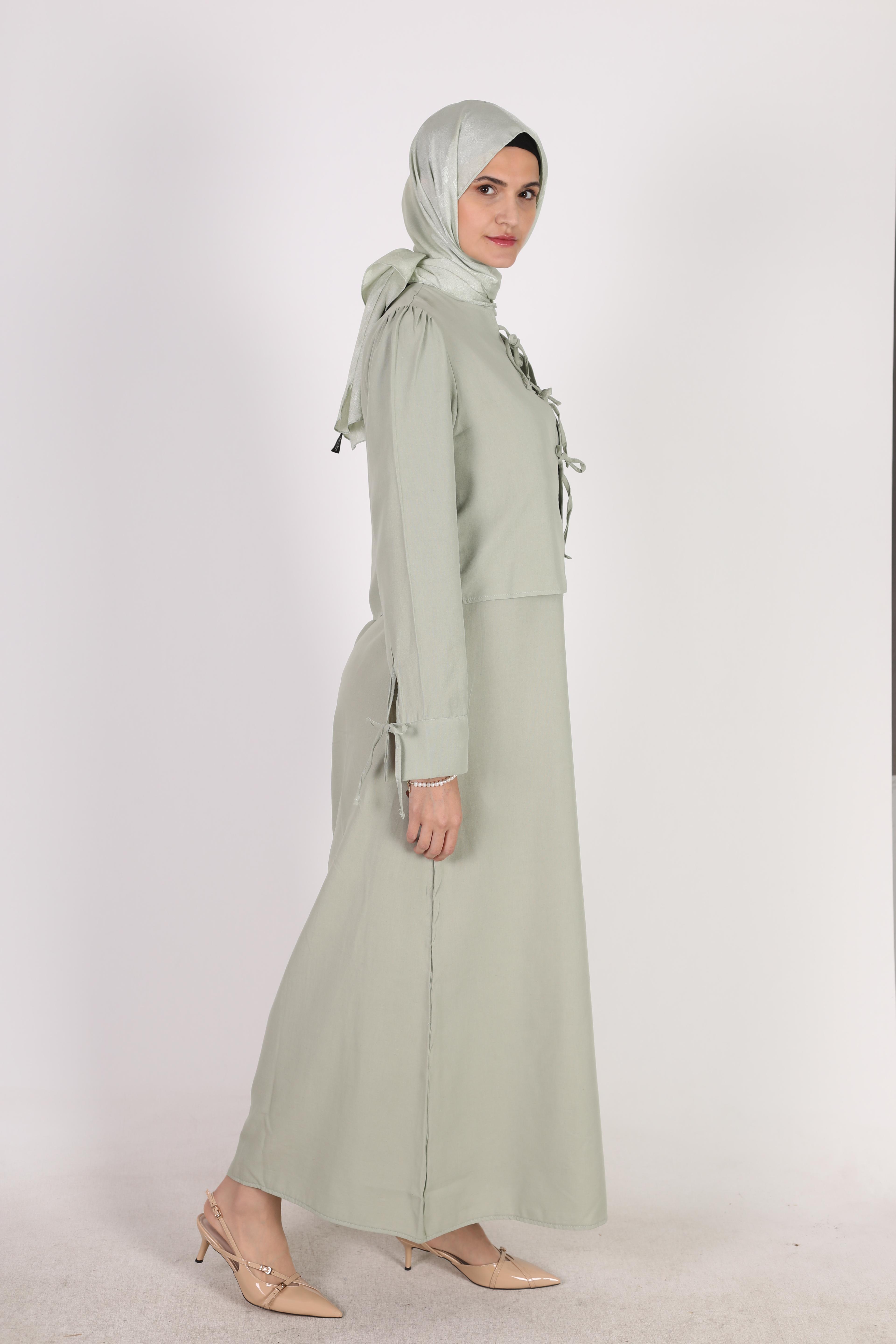 Mersha Mint Yeşil Natural Ceketli Emzirme Takımı Lohusa Anneler İçin