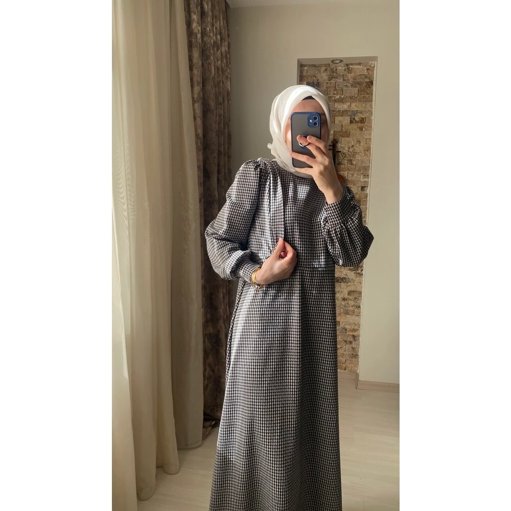 Mersha Gri Ahu Emzirme Detaylı Elbise Lohusa Anneler İçin Özel Tasarım