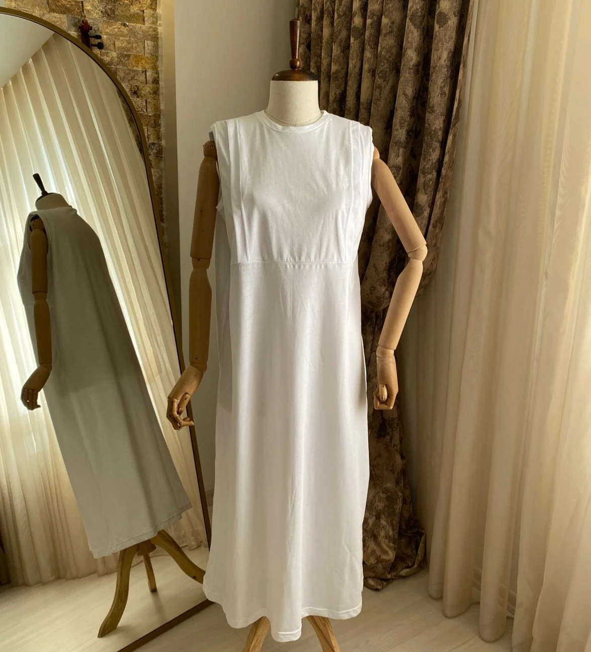 Mersha Sıfır Kol Astar Emzirme Elbisesi - Lohusa İçlik - Emzirme İçlik 