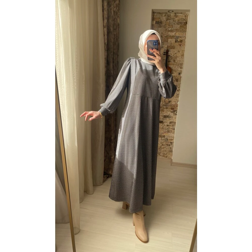 Mersha Gri Ahu Emzirme Detaylı Elbise Lohusa Anneler İçin Özel Tasarım