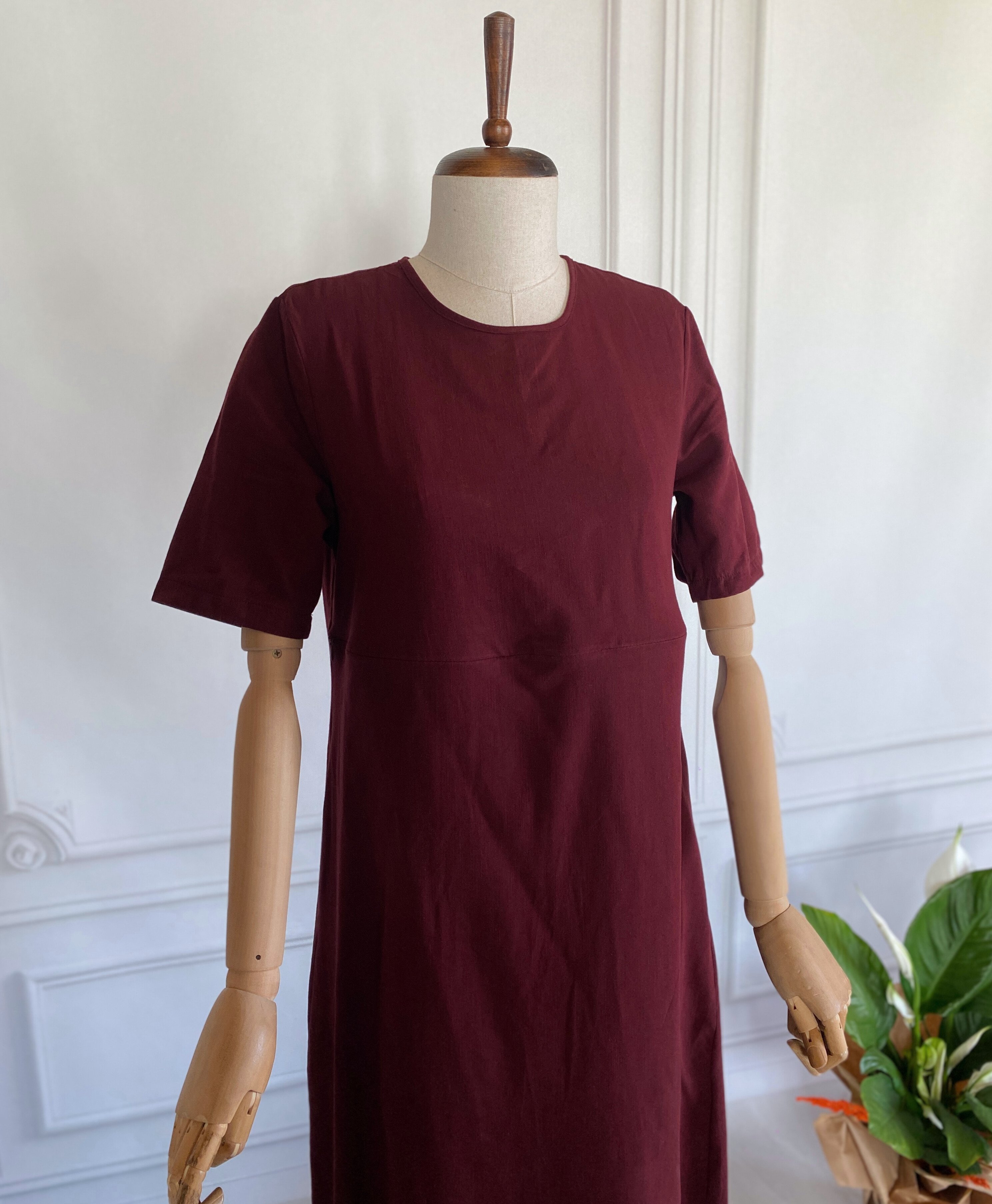 Mersha Bordo Natural Ceketli Emzirme Takımı Lohusa Anneler İçin